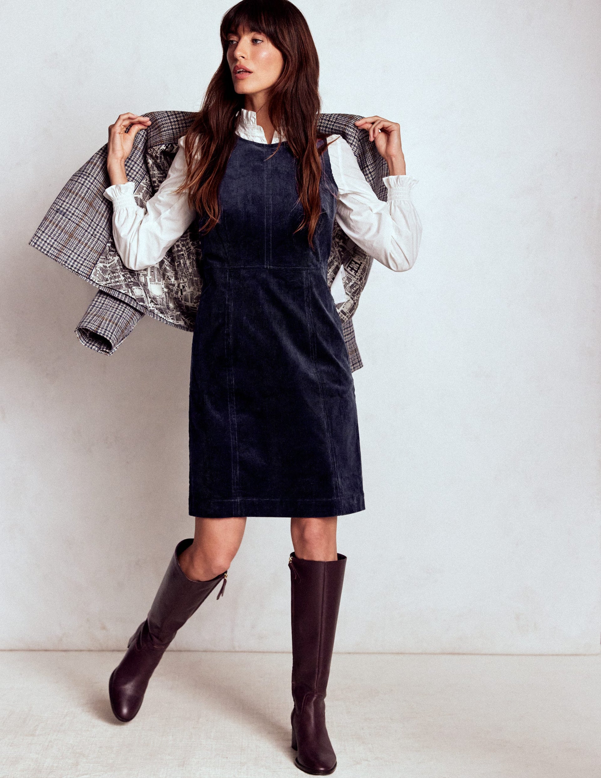 navy blue corduroy dress Navy Blue Lady Corduroy Dress remulia