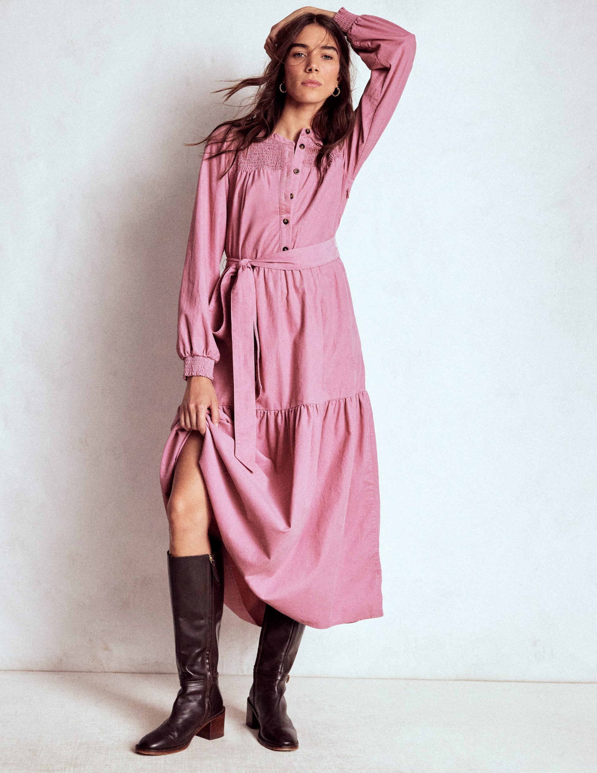 Boden Women's Cecily Cord Midi Dress in Pink | Size 8 Boden Women's Cecily Cord Midi Dress in Pink | Size 8