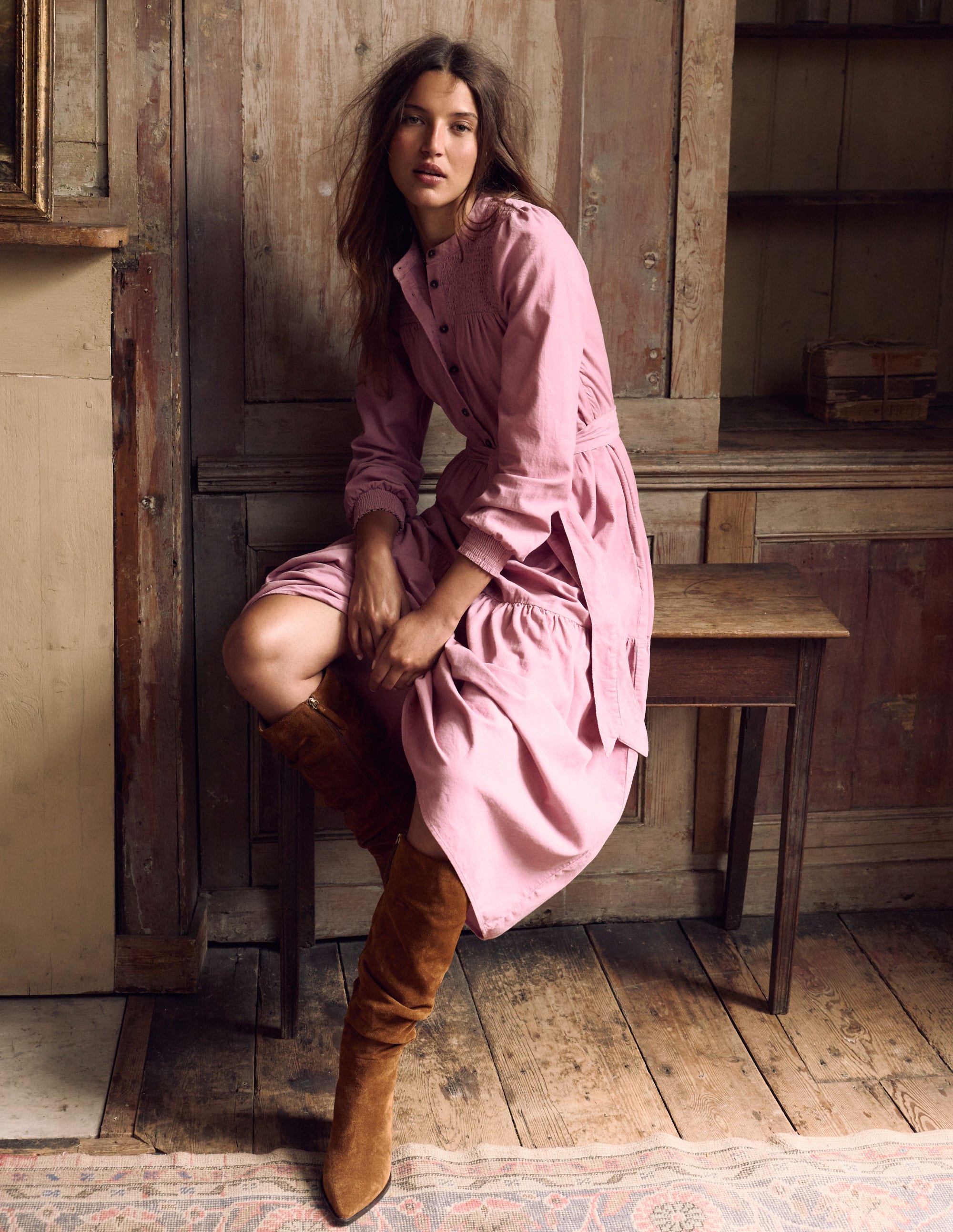 Cecily Cord Midi Dress-Pink Haze | Boden USA