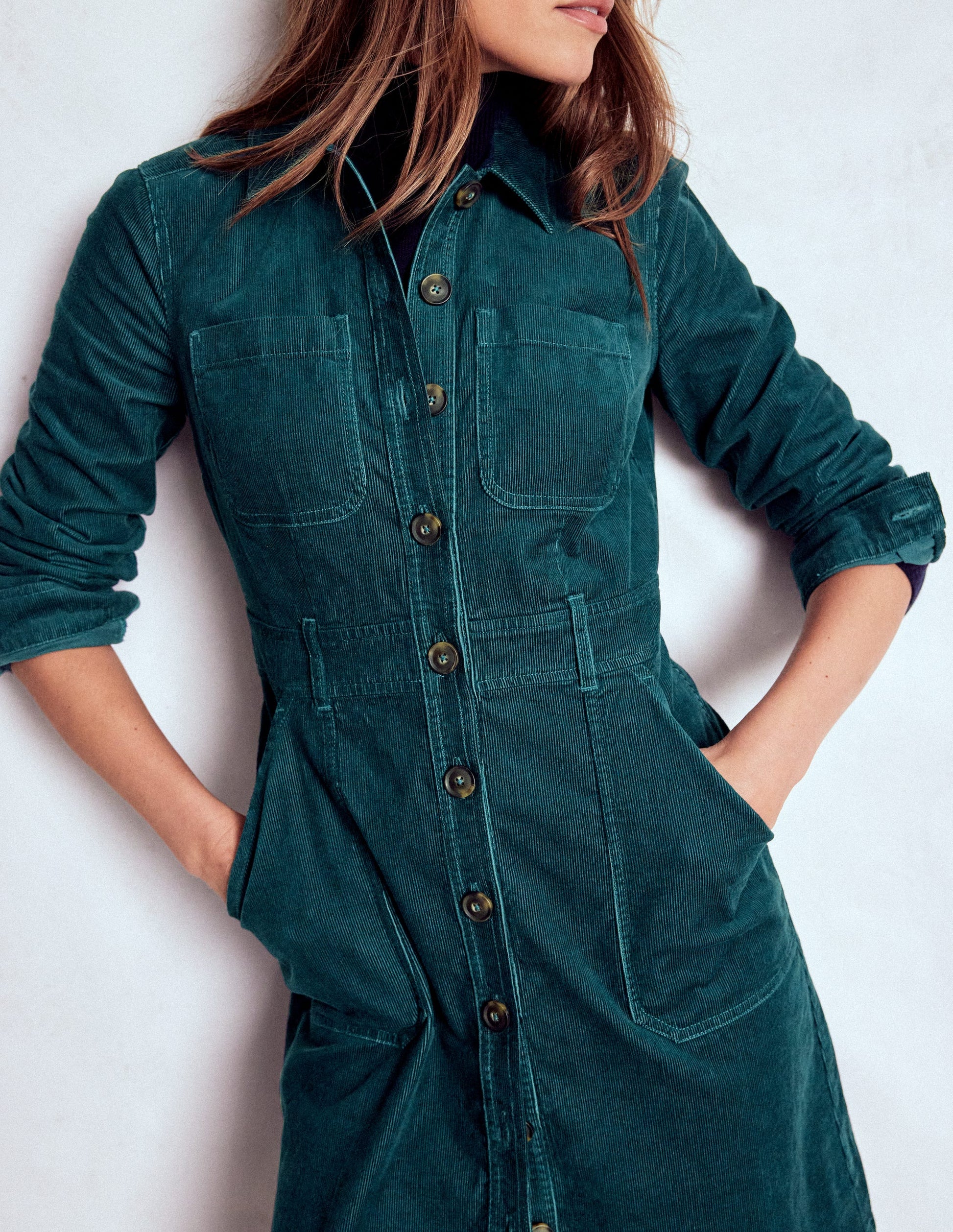 Amanda Cord Short Dress-Midnight Teal-2