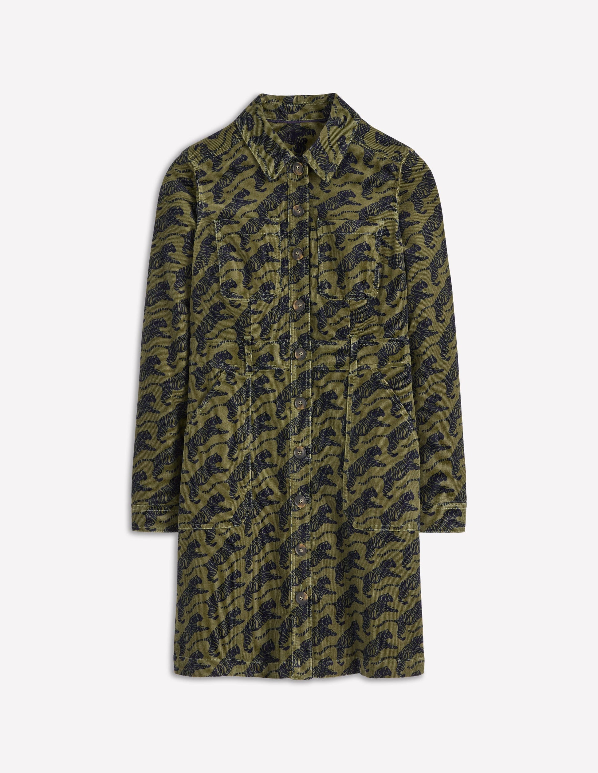 Amanda Cord Short Dress-Woodland Green, Leaping Tiger-5