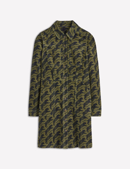 Amanda Cord Short Dress-Woodland Green, Leaping Tiger-5