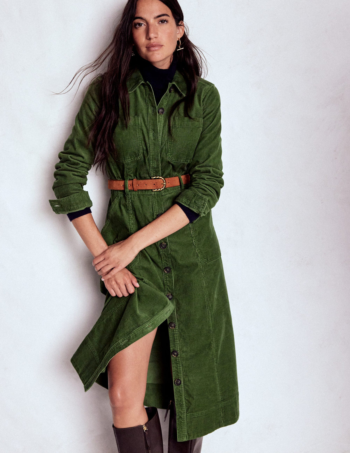Amanda Cord Midi Dress-Fern - Image 4