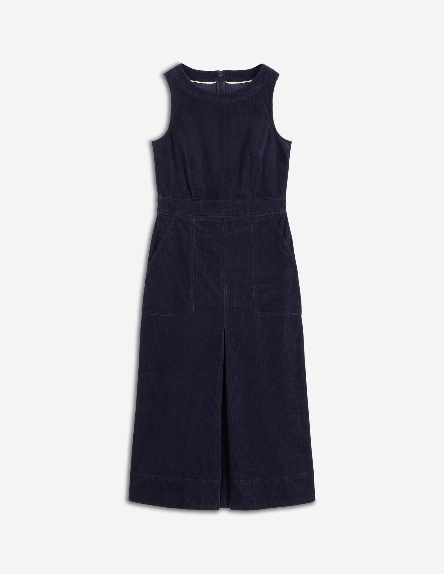 Ula Box Pleat Cord Midi Dress-Midnight Blue