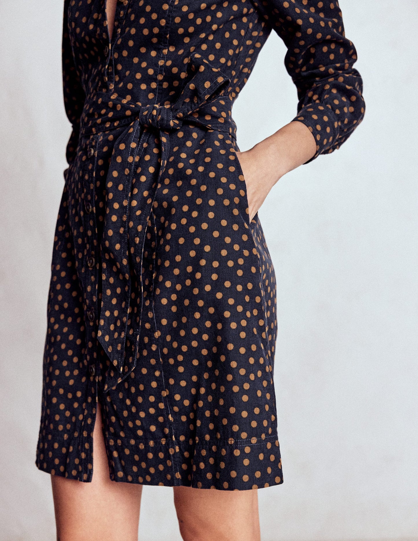 Bre Cord Short Dress-French Navy, Painted Dot