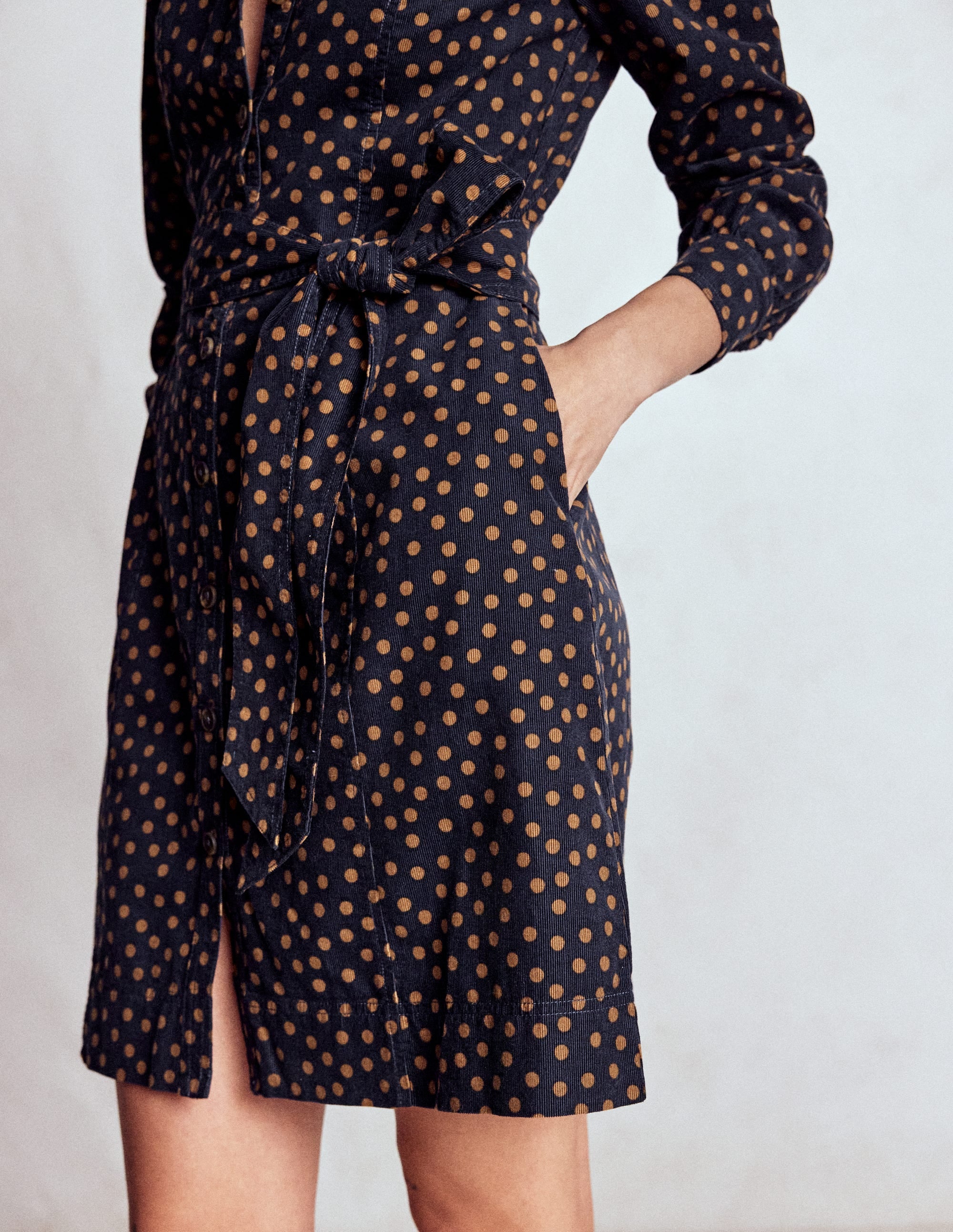 Bre Cord Short Dress-French Navy, Painted Dot - Image 3