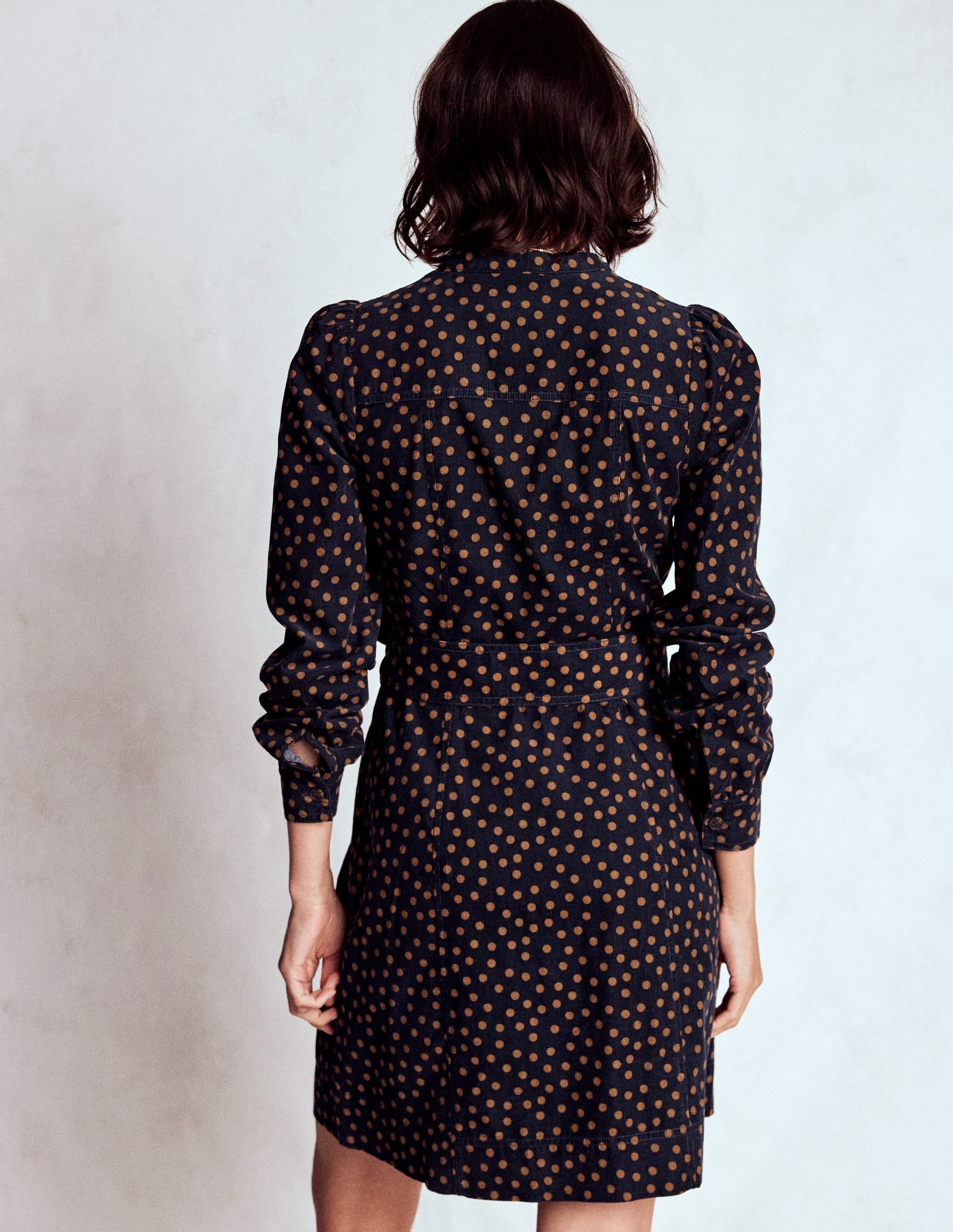 Bre Cord Short Dress-French Navy, Painted Dot - Image 4