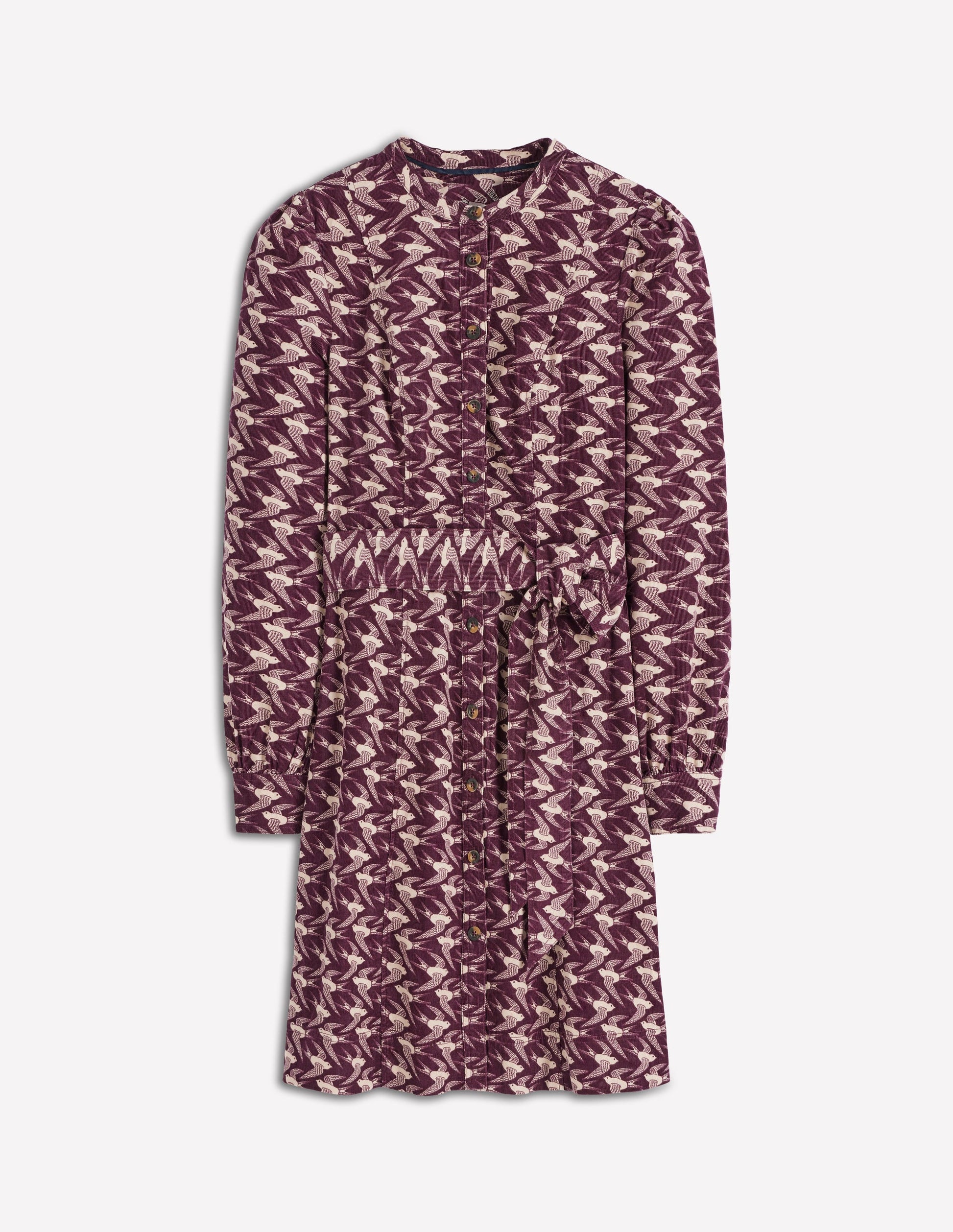 Bre Cord Short Dress-Dark Cherry, Swooping Swallow-5