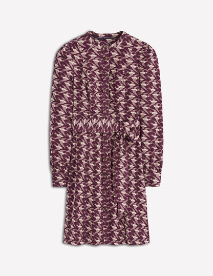 Bre Cord Short Dress-Dark Cherry, Swooping Swallow-5