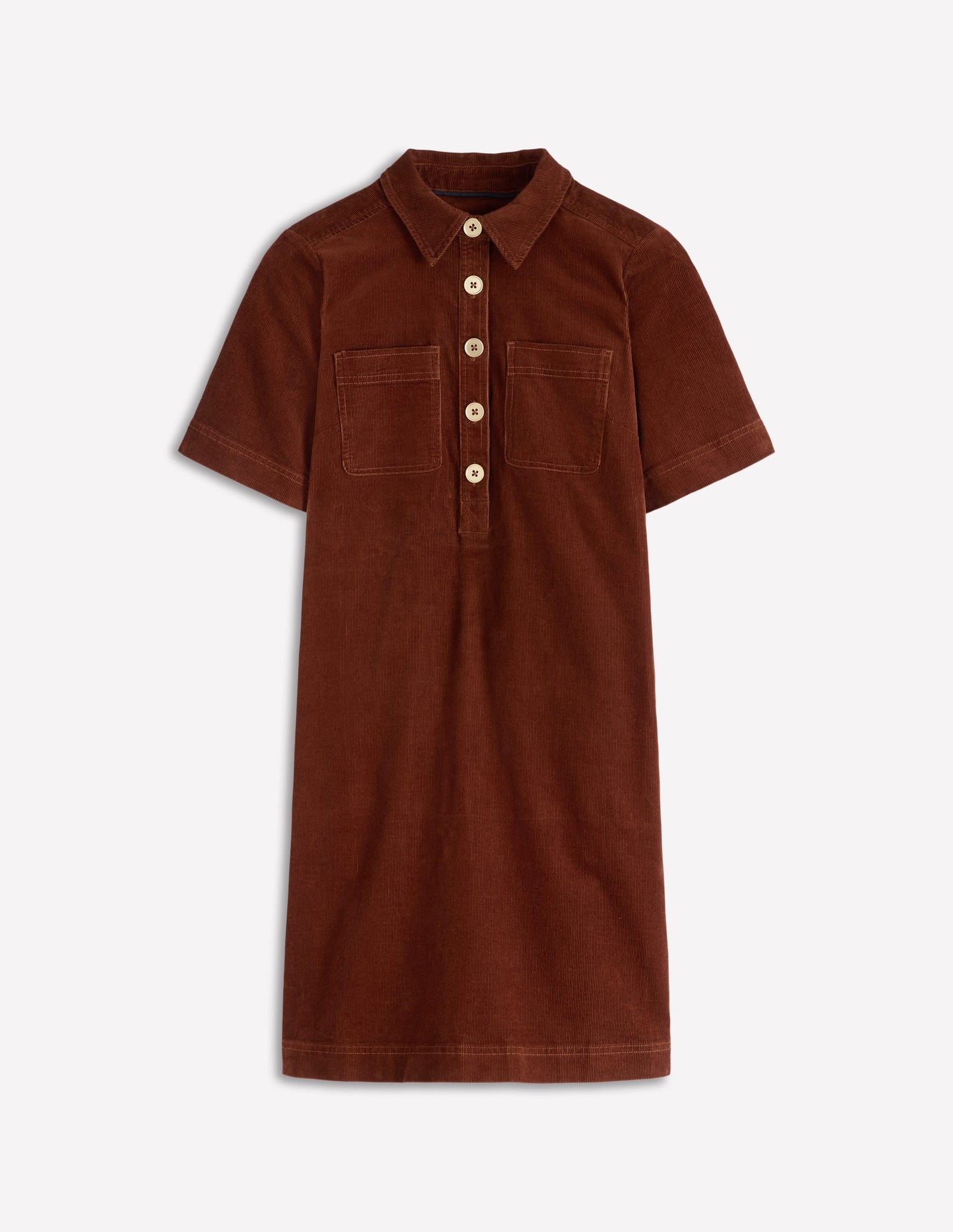 Zia Cord Pocket Shirt Dress-Copper Brown