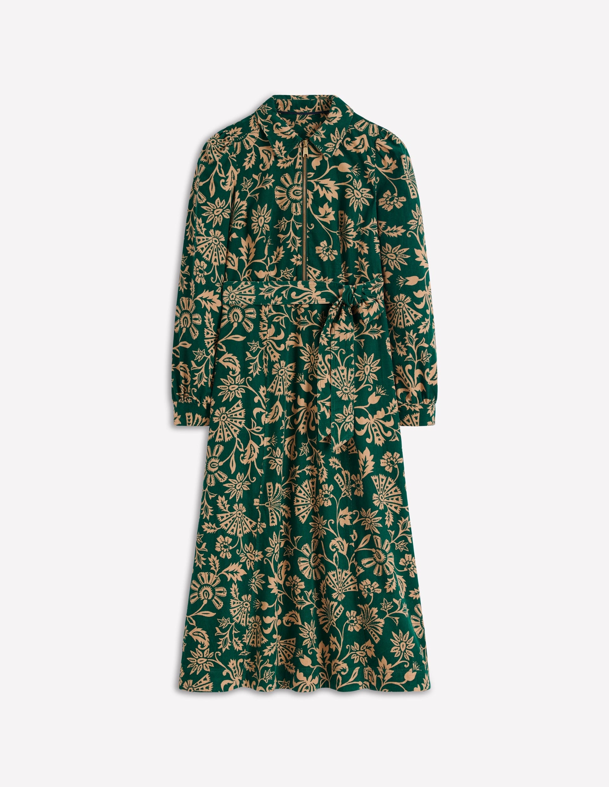Adelaide Zip Cord Midi Dress-Emerald Night, Elaborate Vine | Boden USA Adelaide Zip Cord Midi Dress-Emerald Night, Elaborate Vine | Boden USA