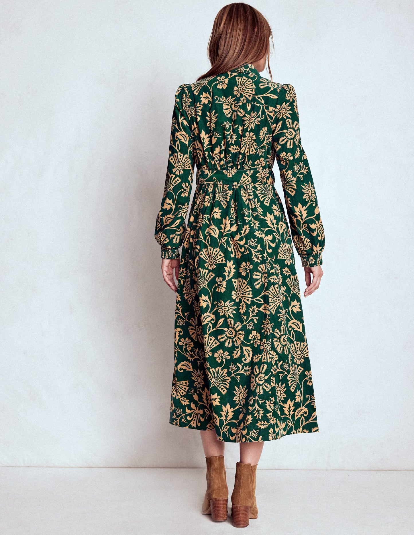 Adelaide Zip Cord Midi Dress-Emerald Night, Elaborate Vine