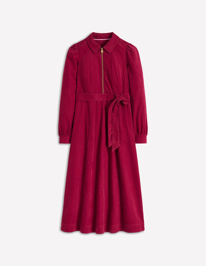Adelaide Zip Cord Midi Dress-Burgundy Red-6