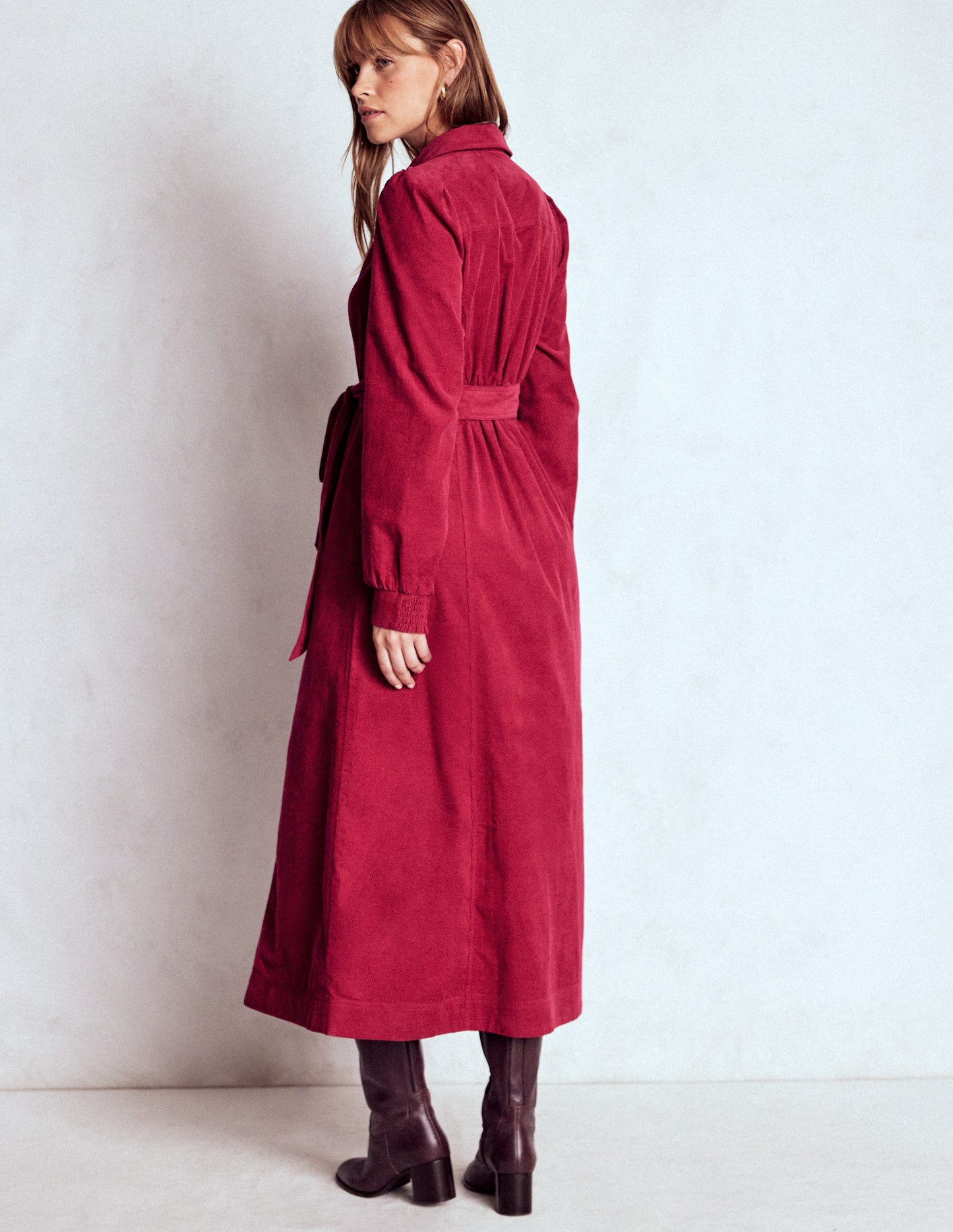 Adelaide Zip Cord Midi Dress-Burgundy Red