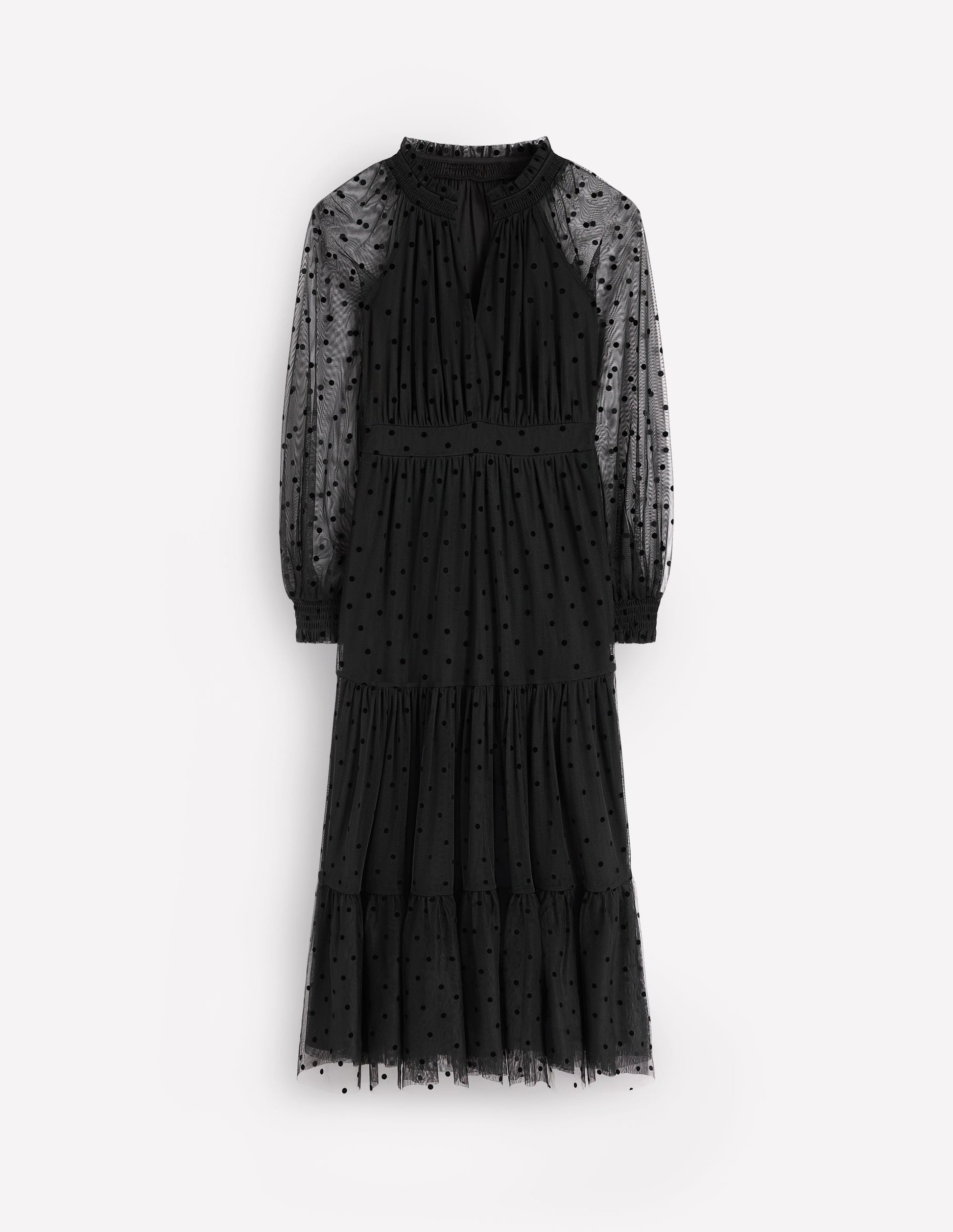 Lucille Tulle Midi Dress-Black Lucille Tulle Midi Dress-Black