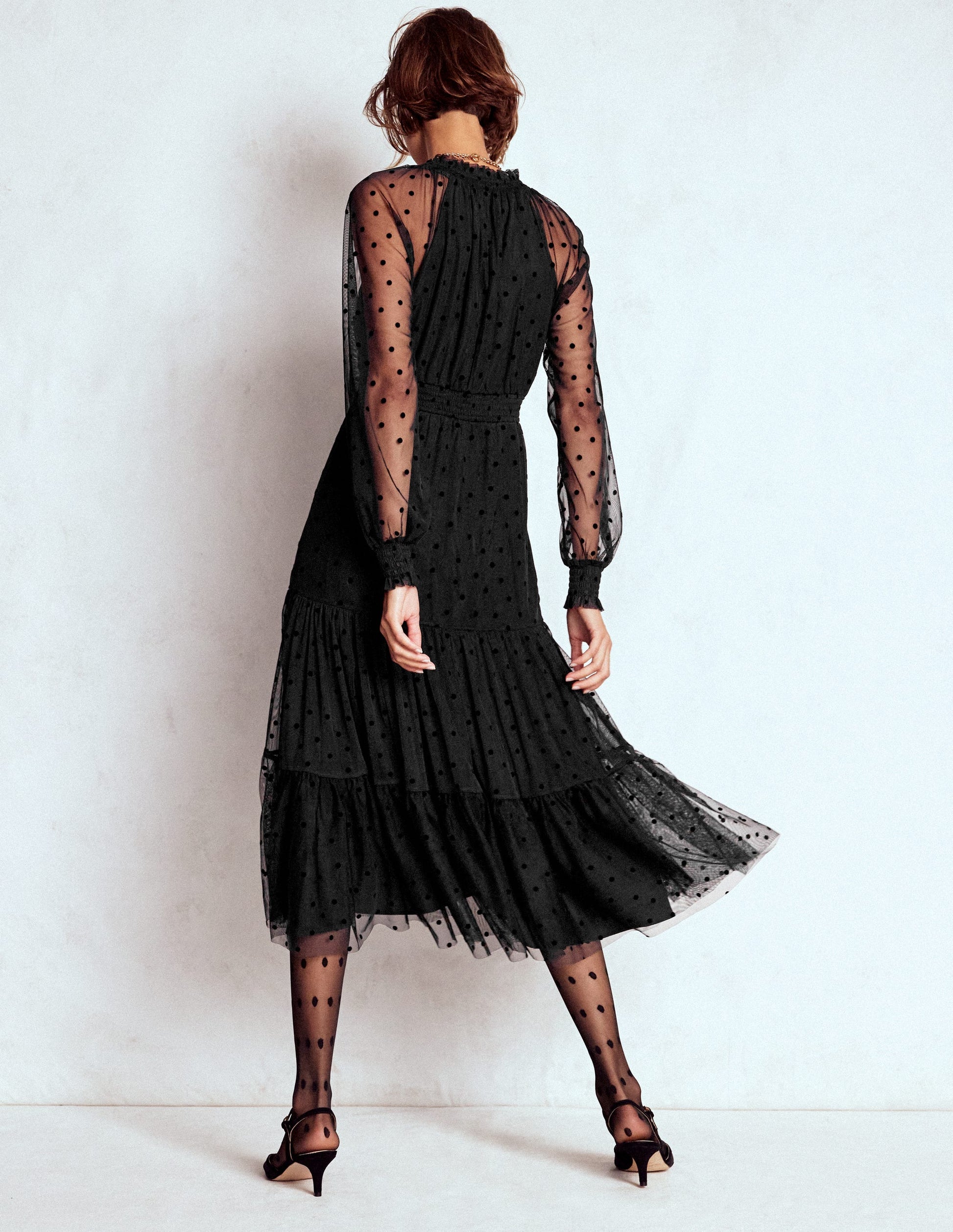 Lucille Tulle Midi Dress-Black-3