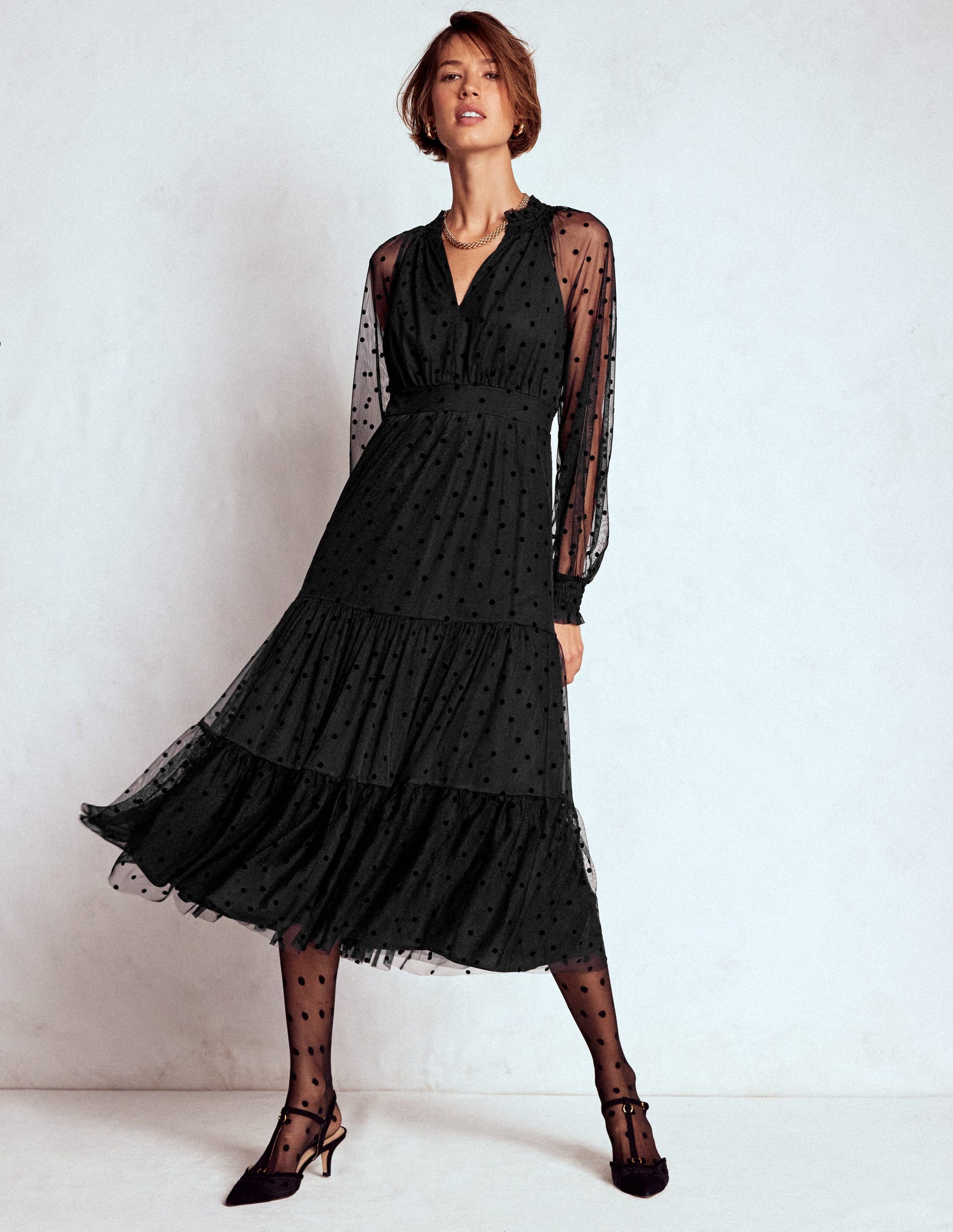 Lucille Tulle Midi Dress-Black | Boden USA Lucille Tulle Midi Dress-Black | Boden USA