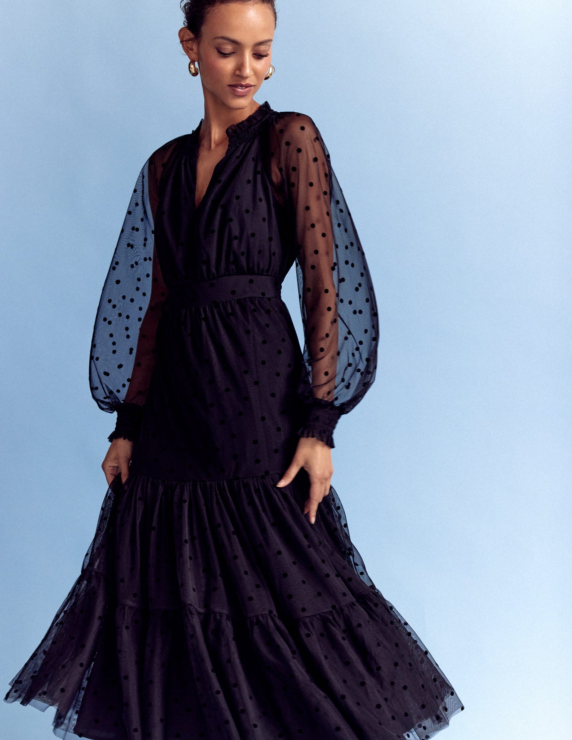 Lucille Tulle Midi Dress-Black | Boden USA Lucille Tulle Midi Dress-Black | Boden USA