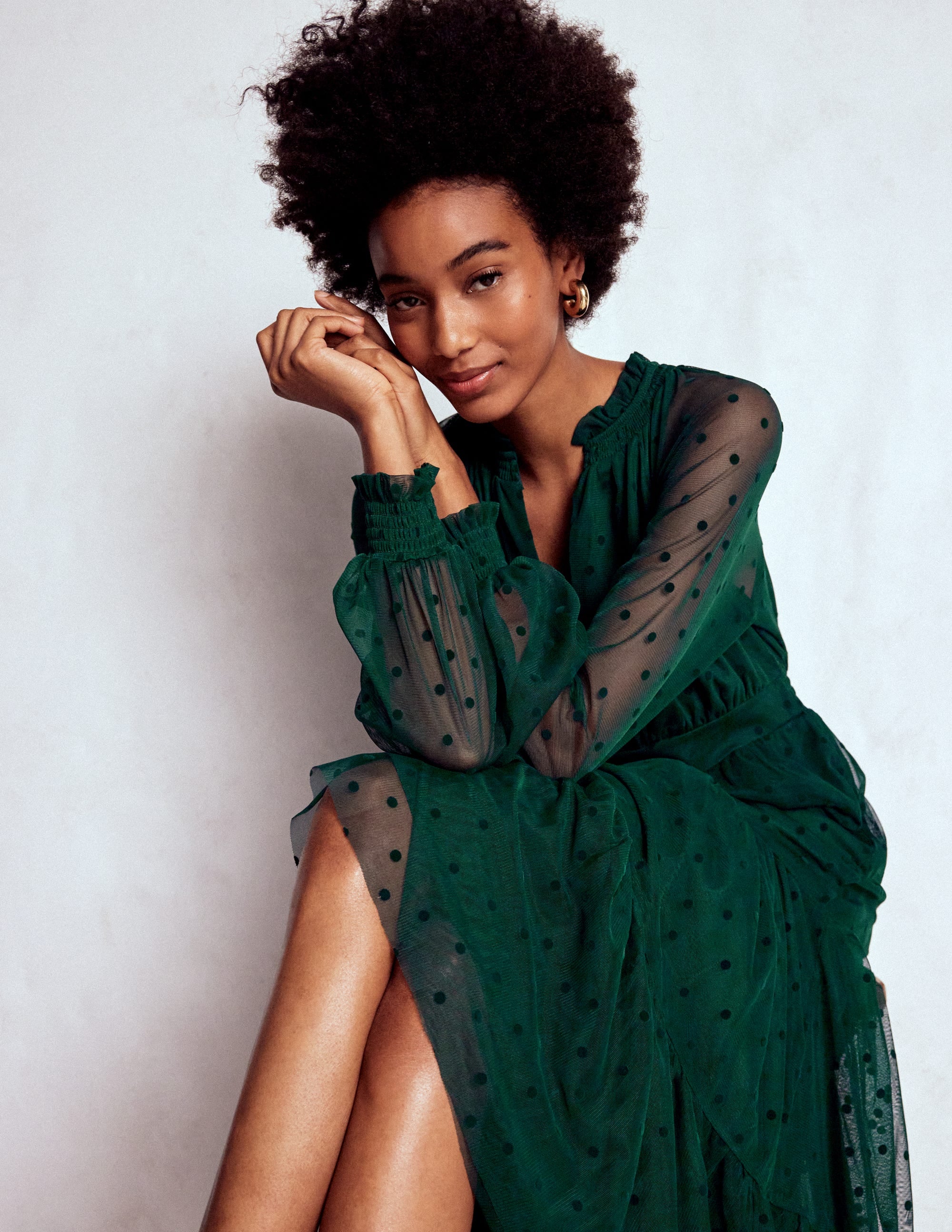 Lucille Tulle Midi Dress-Emerald Night - Image 1