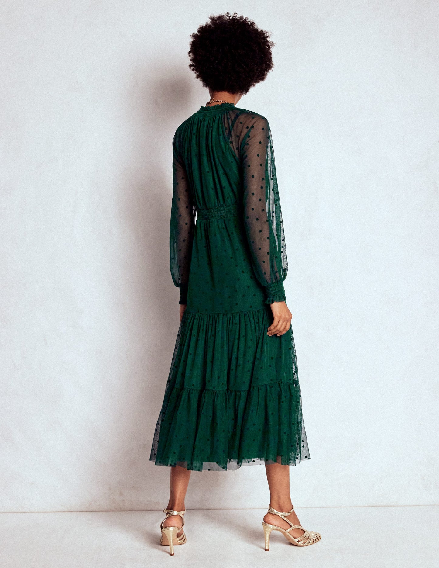 Lucille Tulle Midi Dress-Emerald Night
