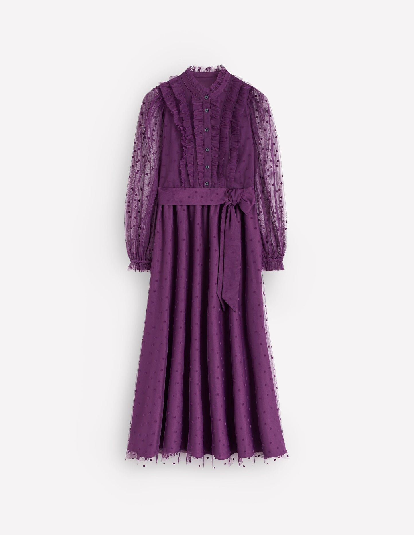 Tulle Ruffle Maxi Dress-Viola Purple