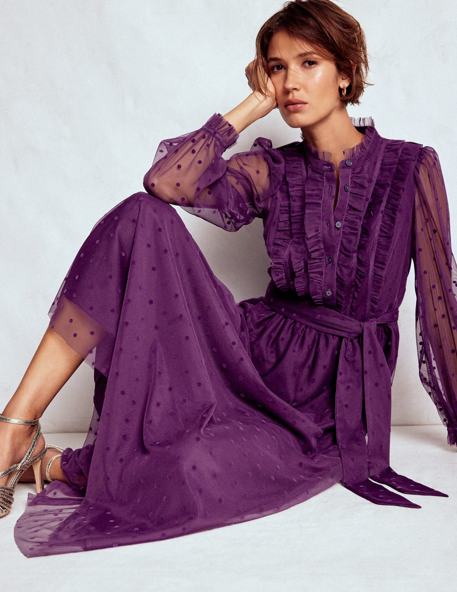 Tulle Ruffle Maxi Dress-Viola Purple | Boden USA Tulle Ruffle Maxi Dress-Viola Purple | Boden USA
