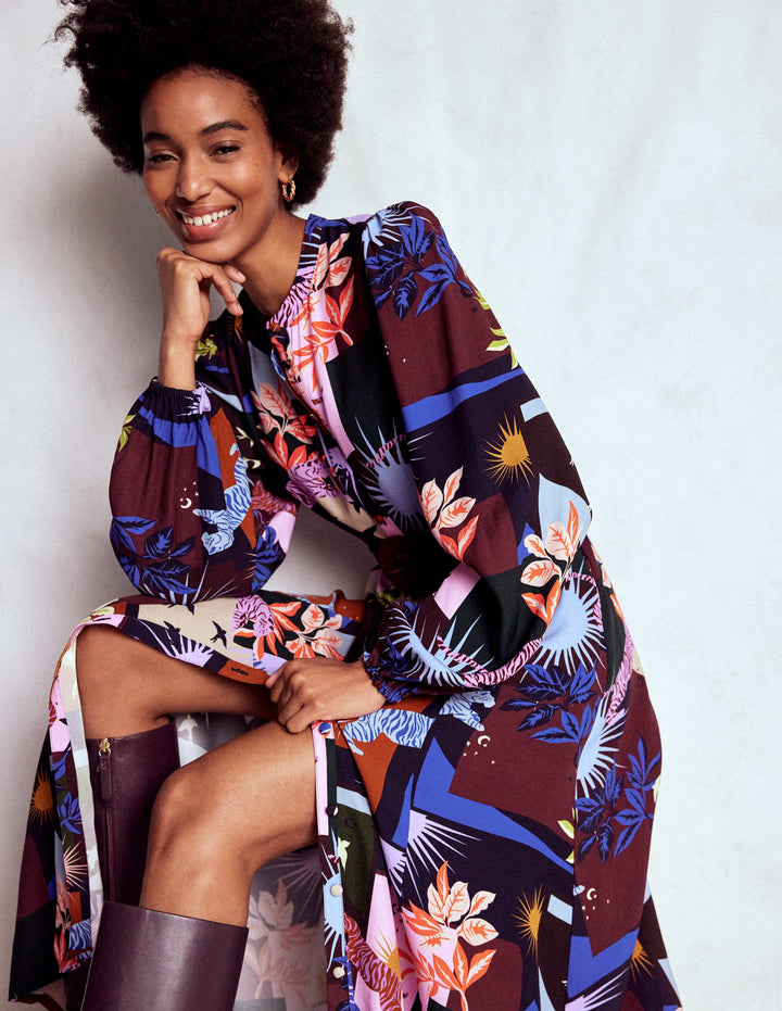 Mae Occasion Maxi Shirt Dress-Multi, Cosmic Savanna