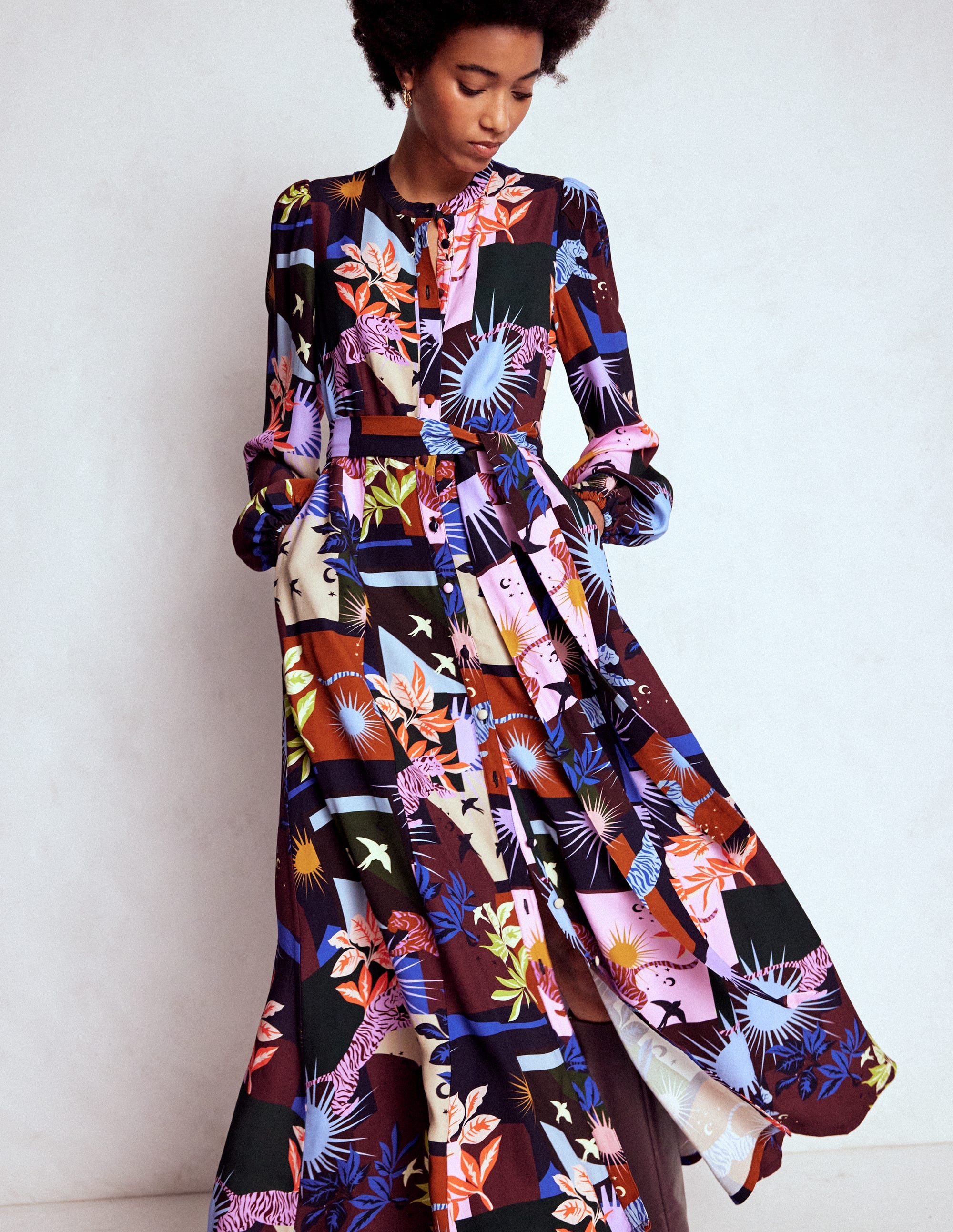Mae Occasion Maxi Shirt Dress-Multi, Cosmic Savanna - Image 4