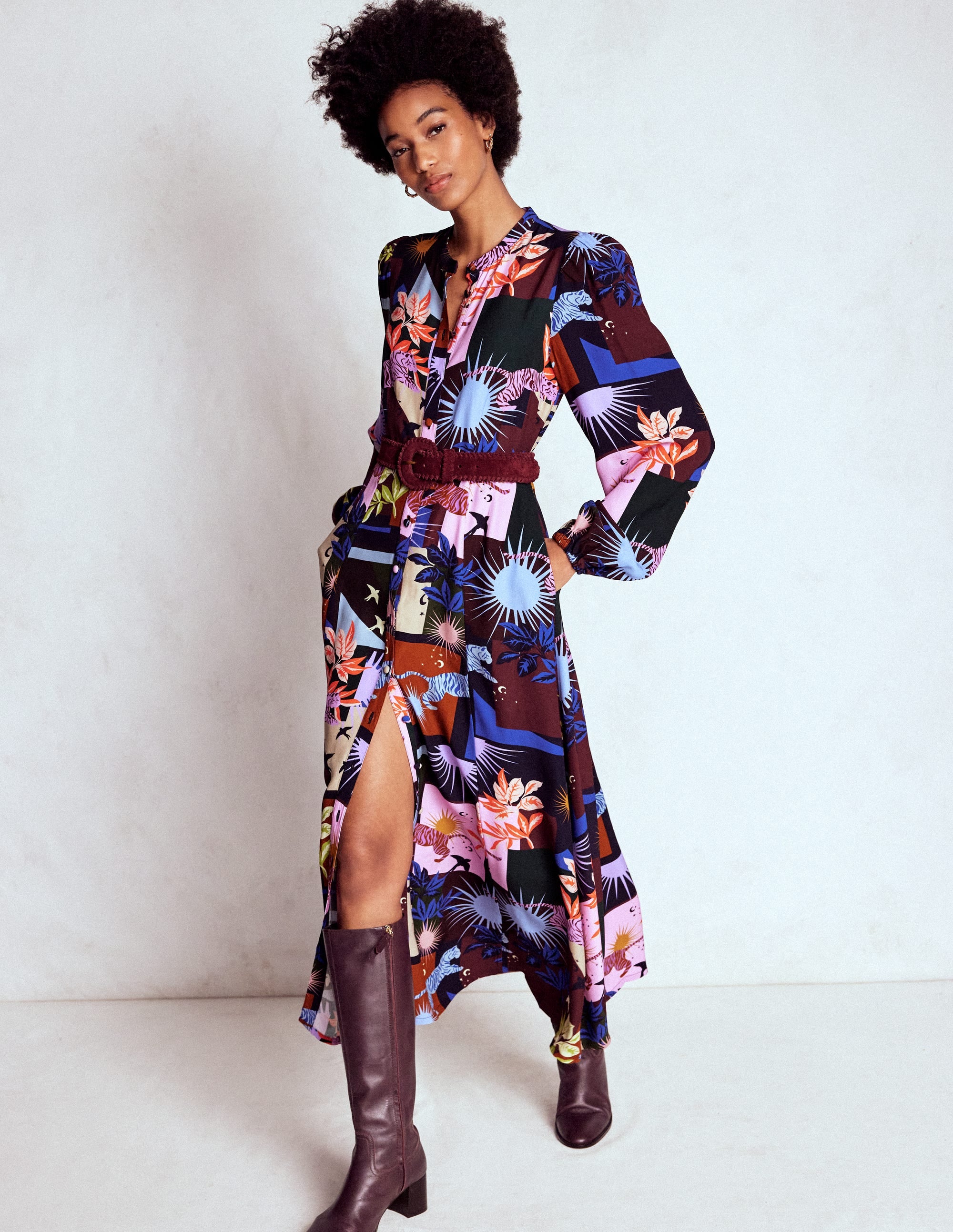 Mae Occasion Maxi Shirt Dress-Multi, Cosmic Savanna - Image 5