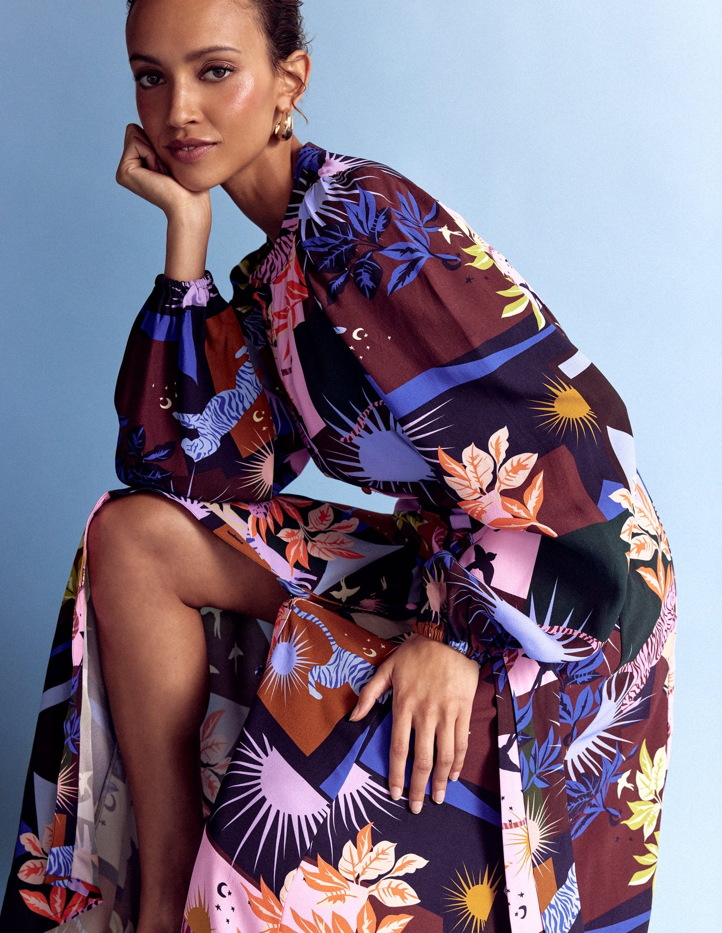 Mae Occasion Maxi Shirt Dress-Multi, Cosmic Savanna