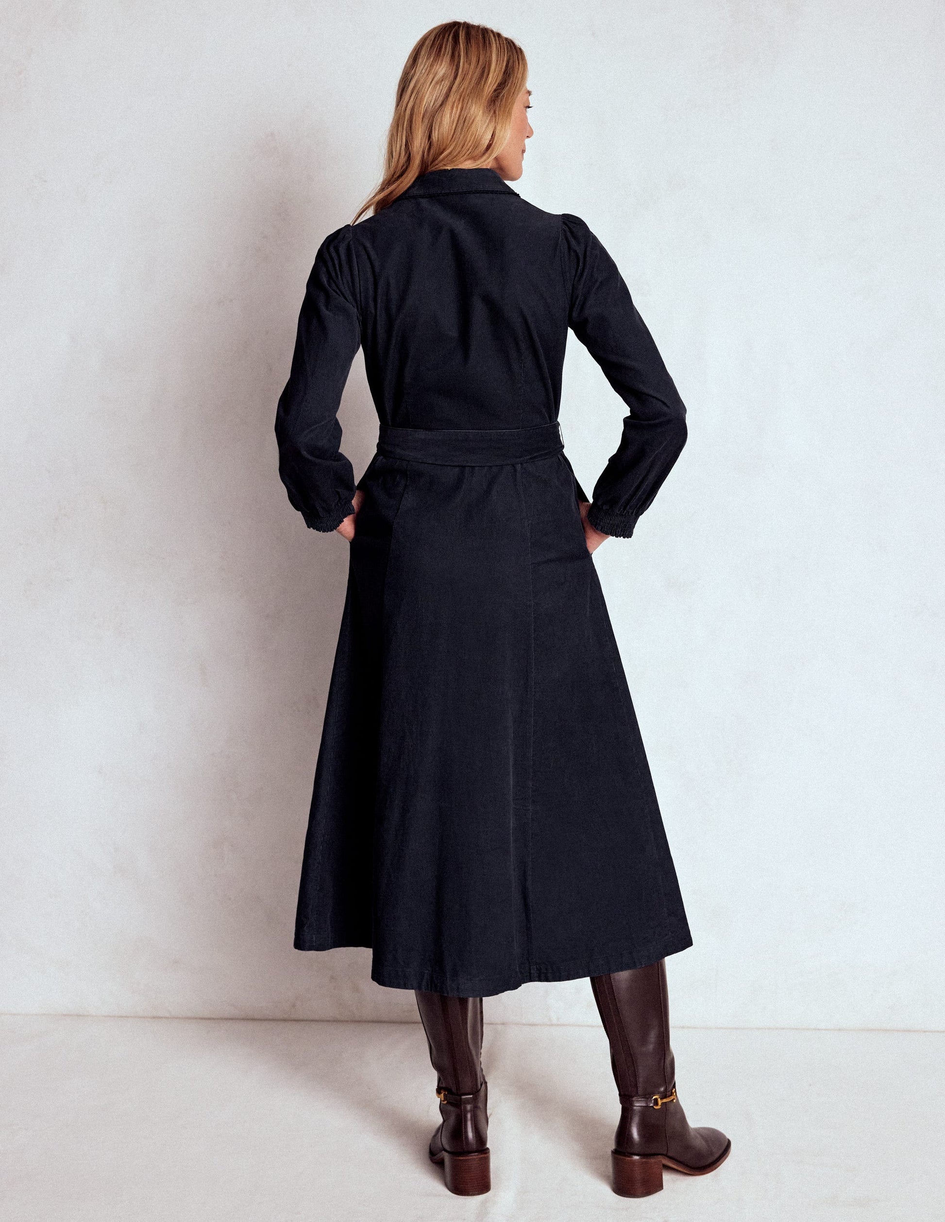 boden blue midi dress Clara Cord Midi Dress - Midnight Blue