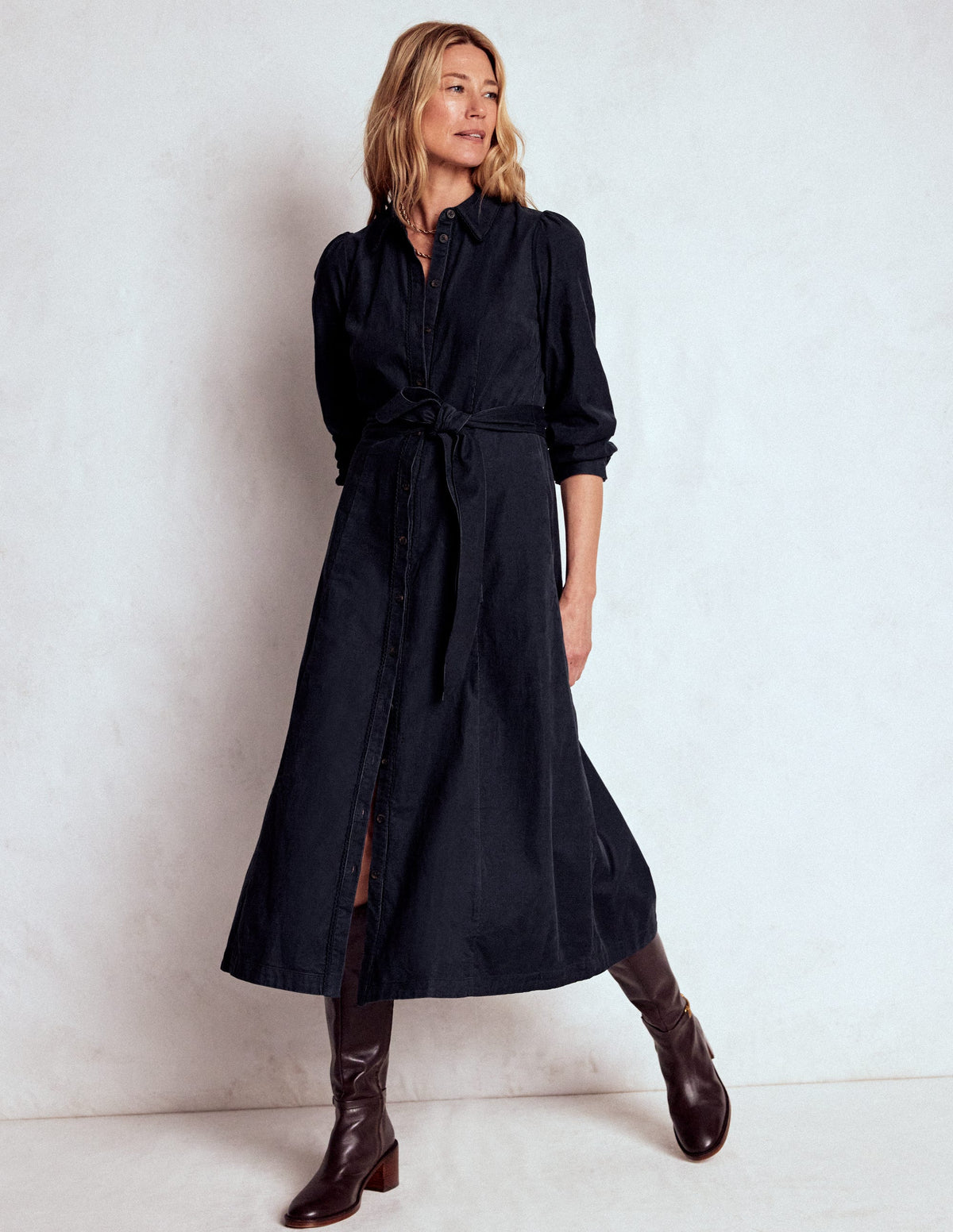Clara Cord Midi Dress-Midnight Blue - Image 1