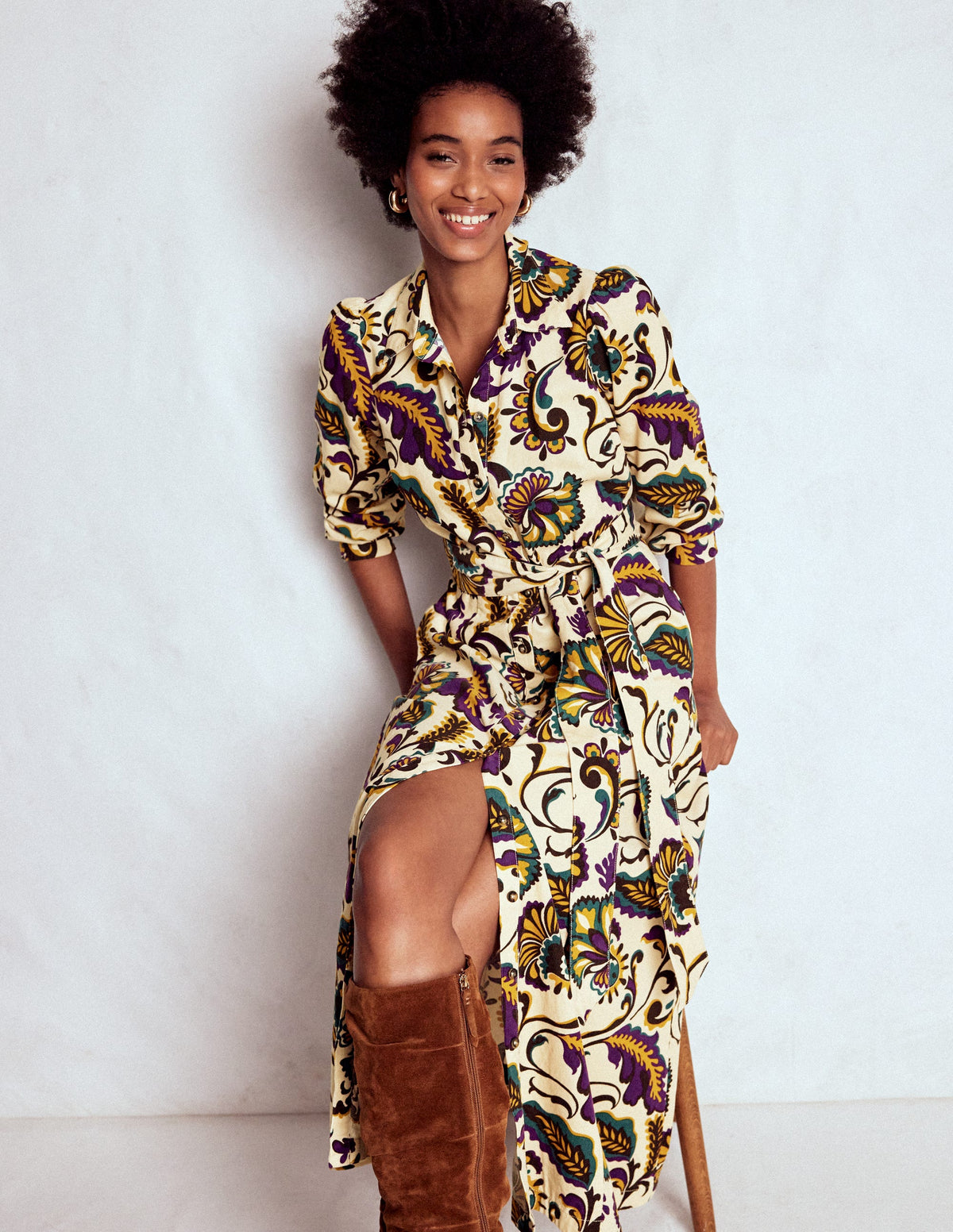 Clara Cord Midi Dress-Multi, Ornate Meadow - Image 1