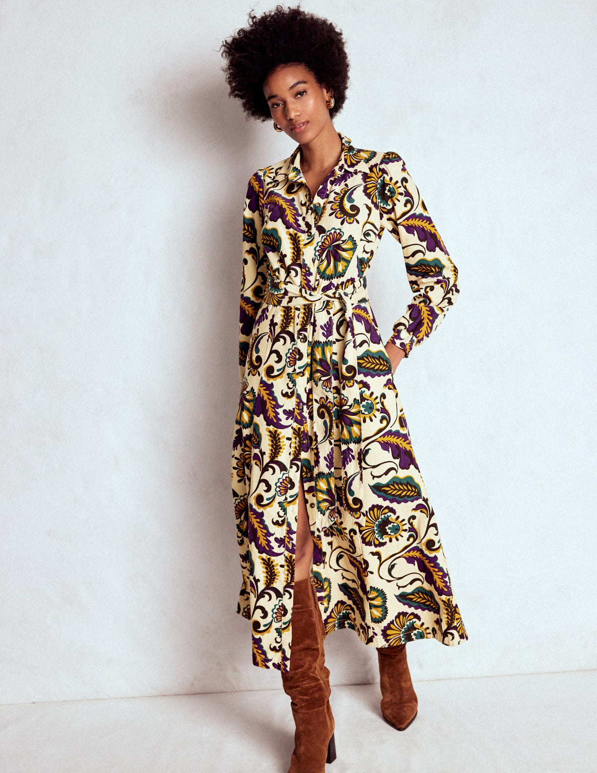 Clara Cord Midi Dress-Multi, Ornate Meadow - Image 4