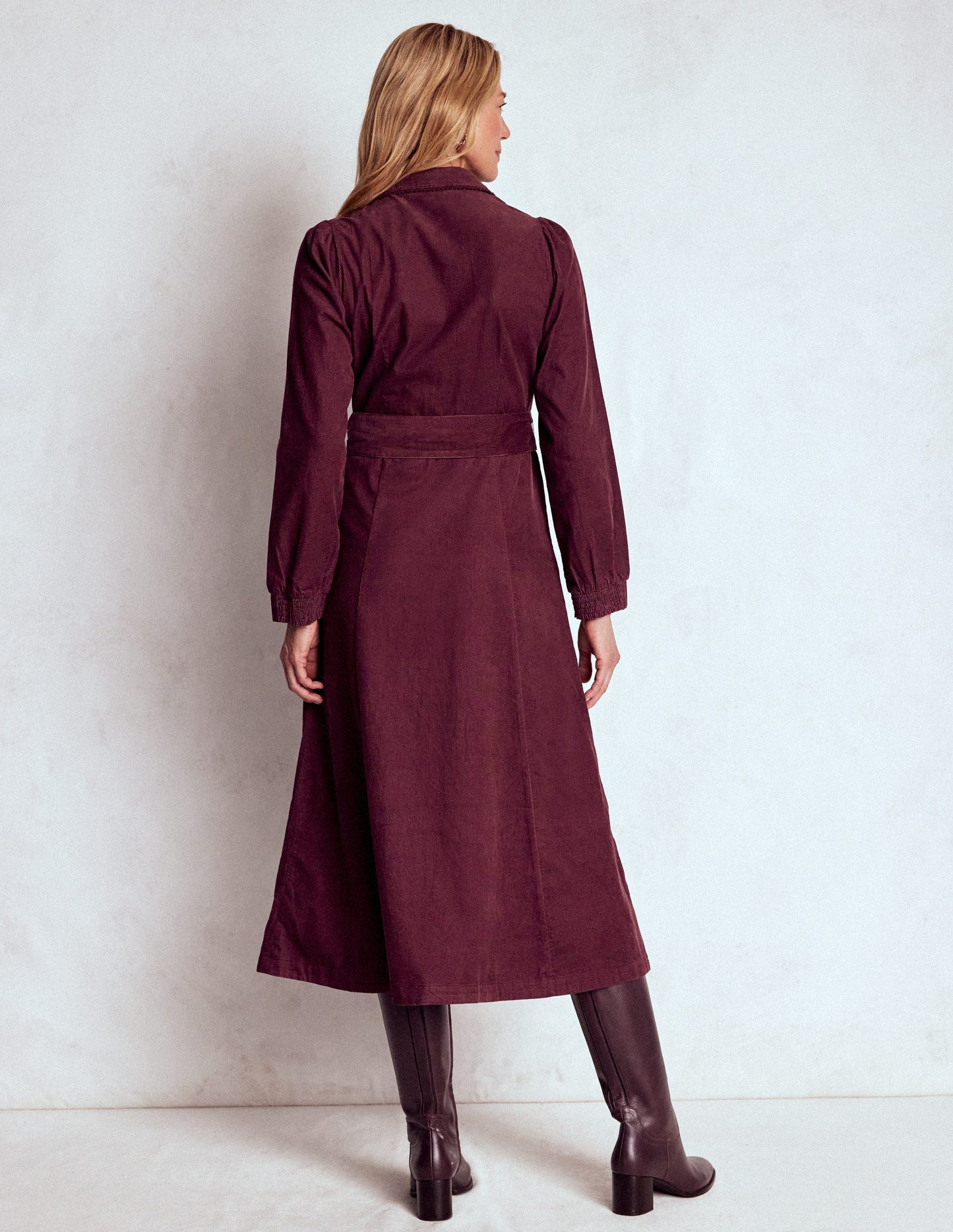 Clara Cord Midi Dress-Dark Cherry