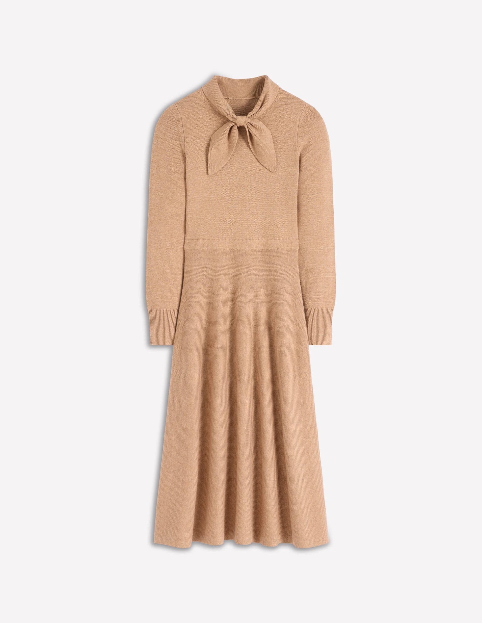 Knitted Bow Dress-Camel Melange | Boden USA Knitted Bow Dress-Camel Melange | Boden USA