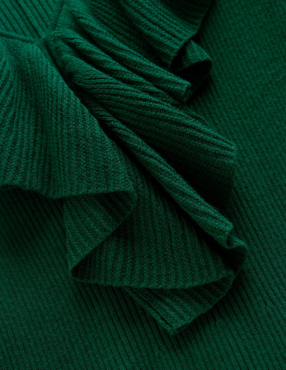 Ruffled Ribbed Dress-Emerald Night | Boden USA Ruffled Ribbed Dress-Emerald Night | Boden USA