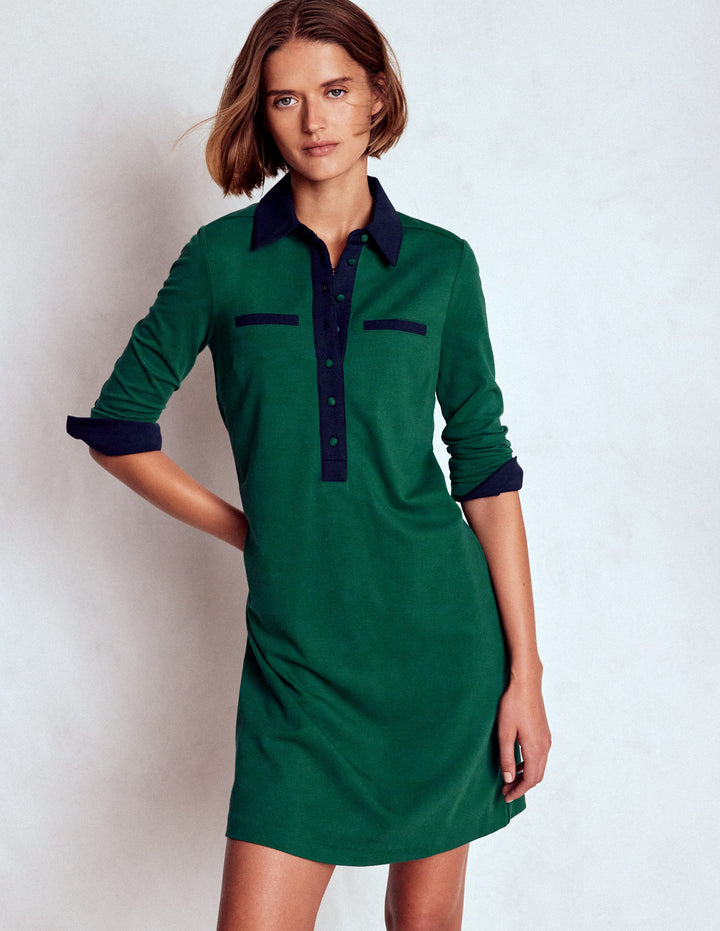 Georgina Ponte Dress-Green and Navy