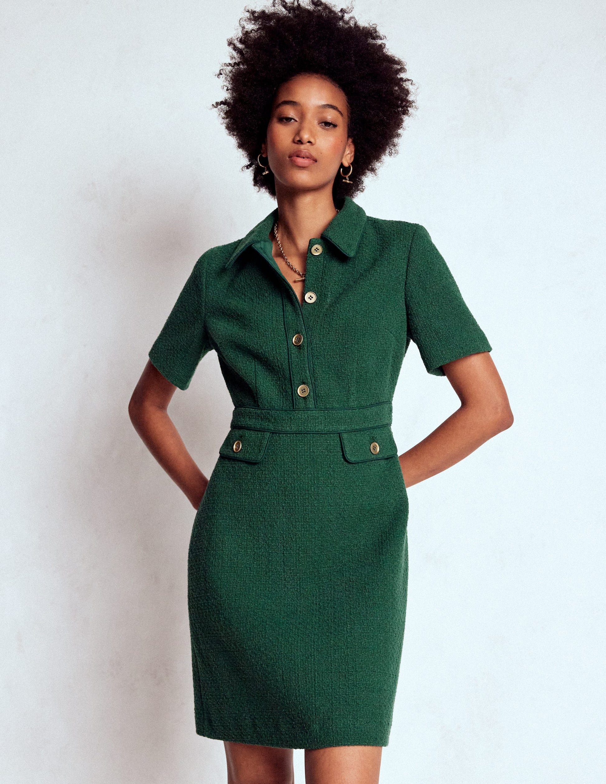 Eda Cotton Shift Dress-Emerald Night | Boden USA Eda Cotton Shift Dress-Emerald Night | Boden USA