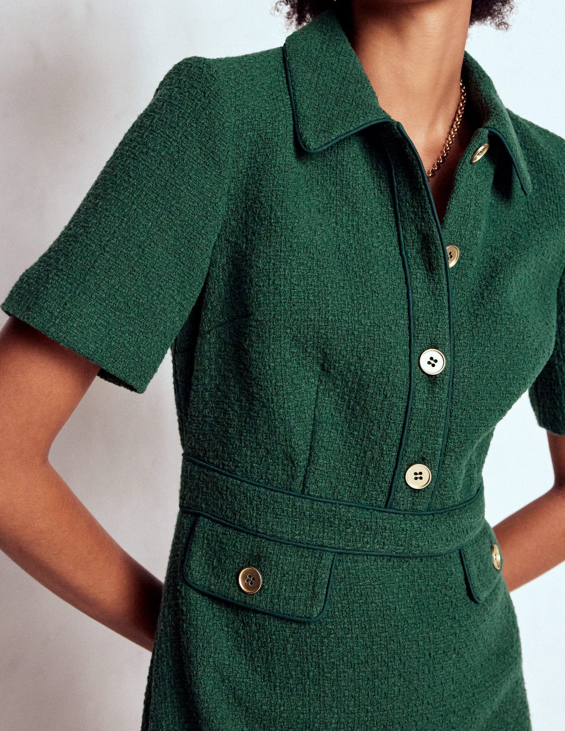 Eda Cotton Shift Dress-Emerald Night | Boden USA Eda Cotton Shift Dress-Emerald Night | Boden USA