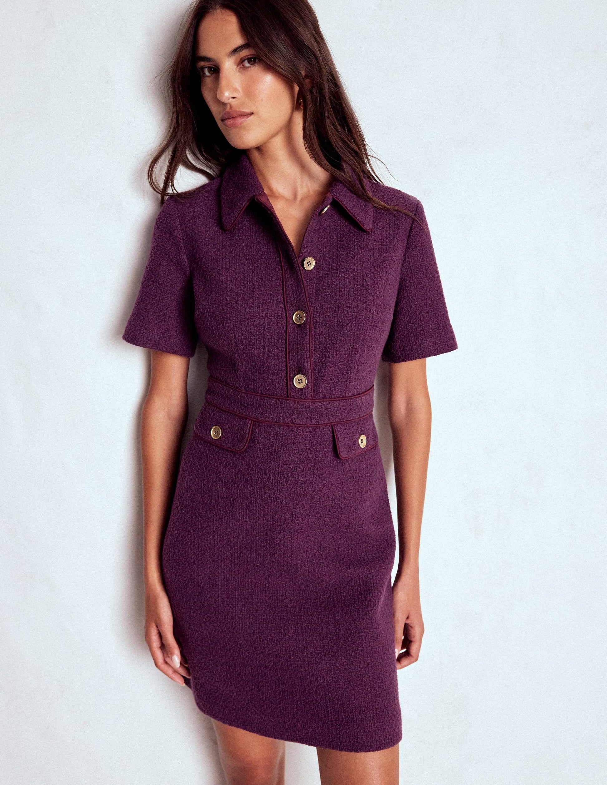 Boden Purple Eda Cotton Shift Dress US 10 R Womens Boden Purple Eda Cotton Shift Dress US 10 R Womens