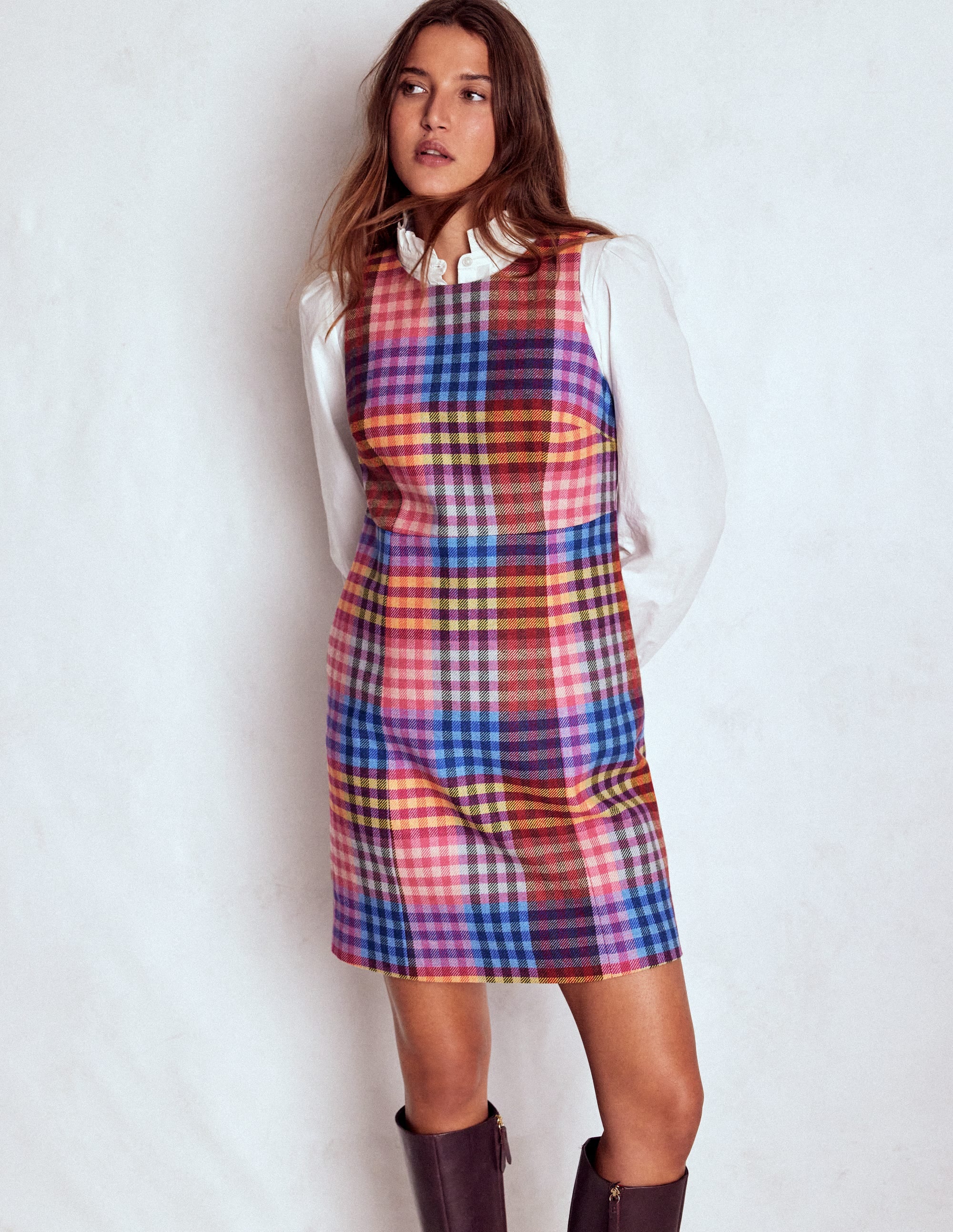 Annie Check Shift Dress-Rainbow Multigingham - Image 1