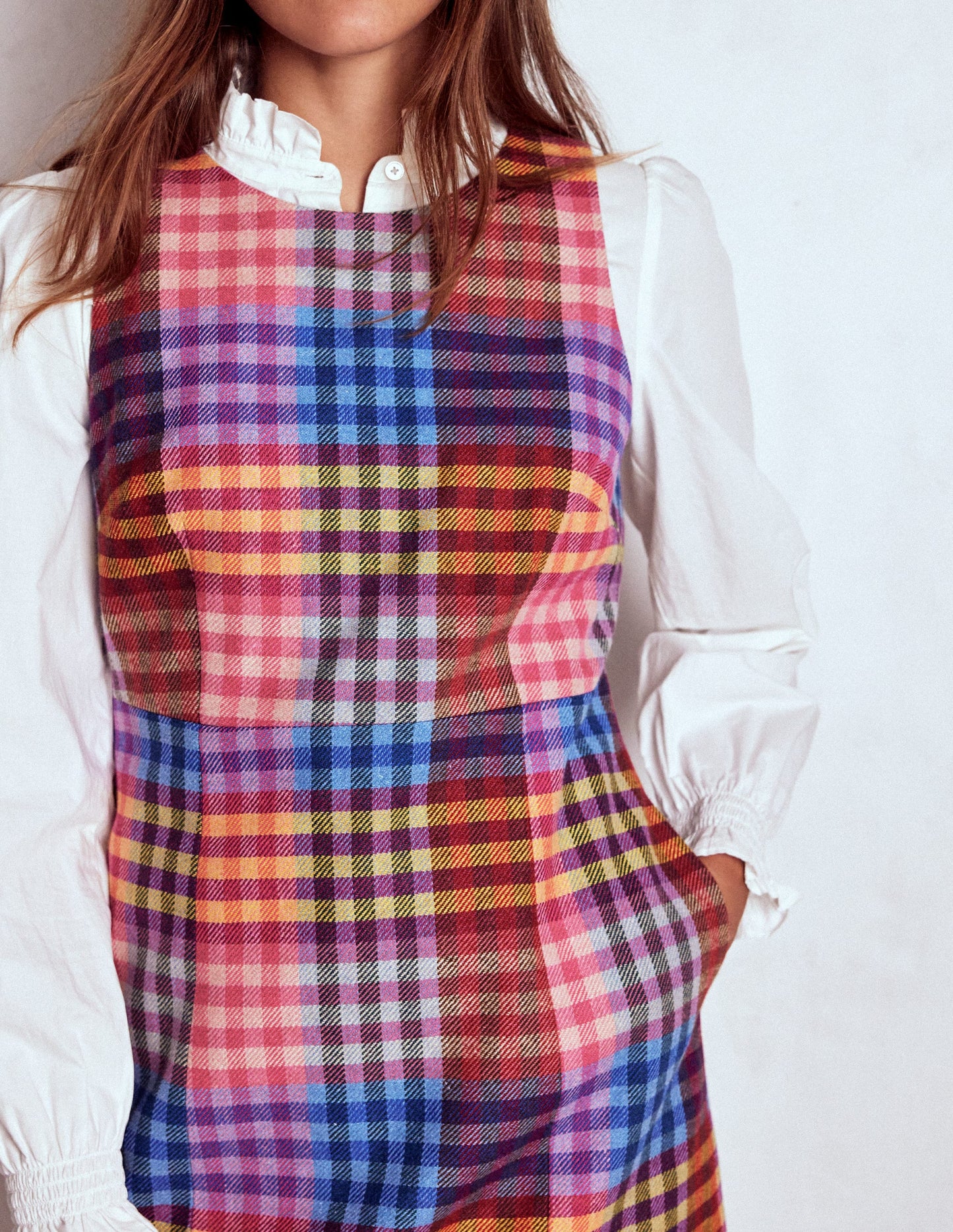 Annie Check Shift Dress-Rainbow Multigingham