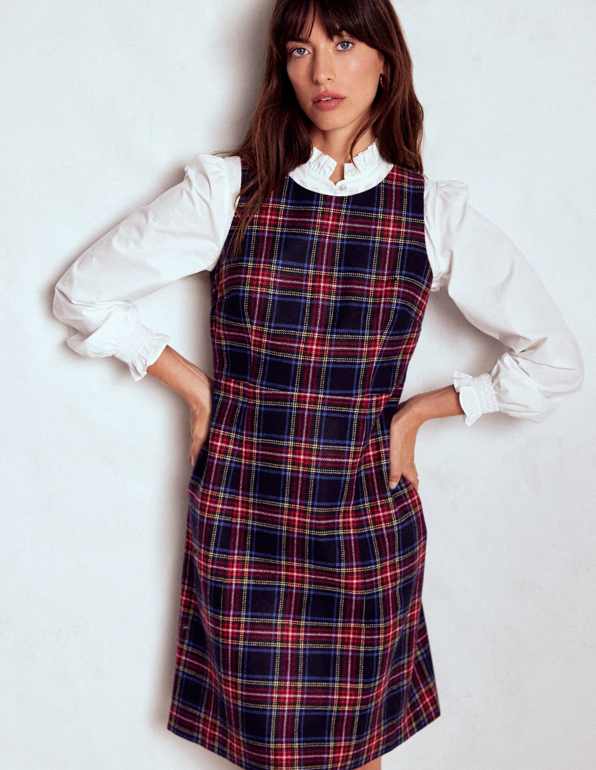 Annie Check Shift Dress-Navy, Green and Red Check | Boden USA Annie Check Shift Dress-Navy, Green and Red Check | Boden USA