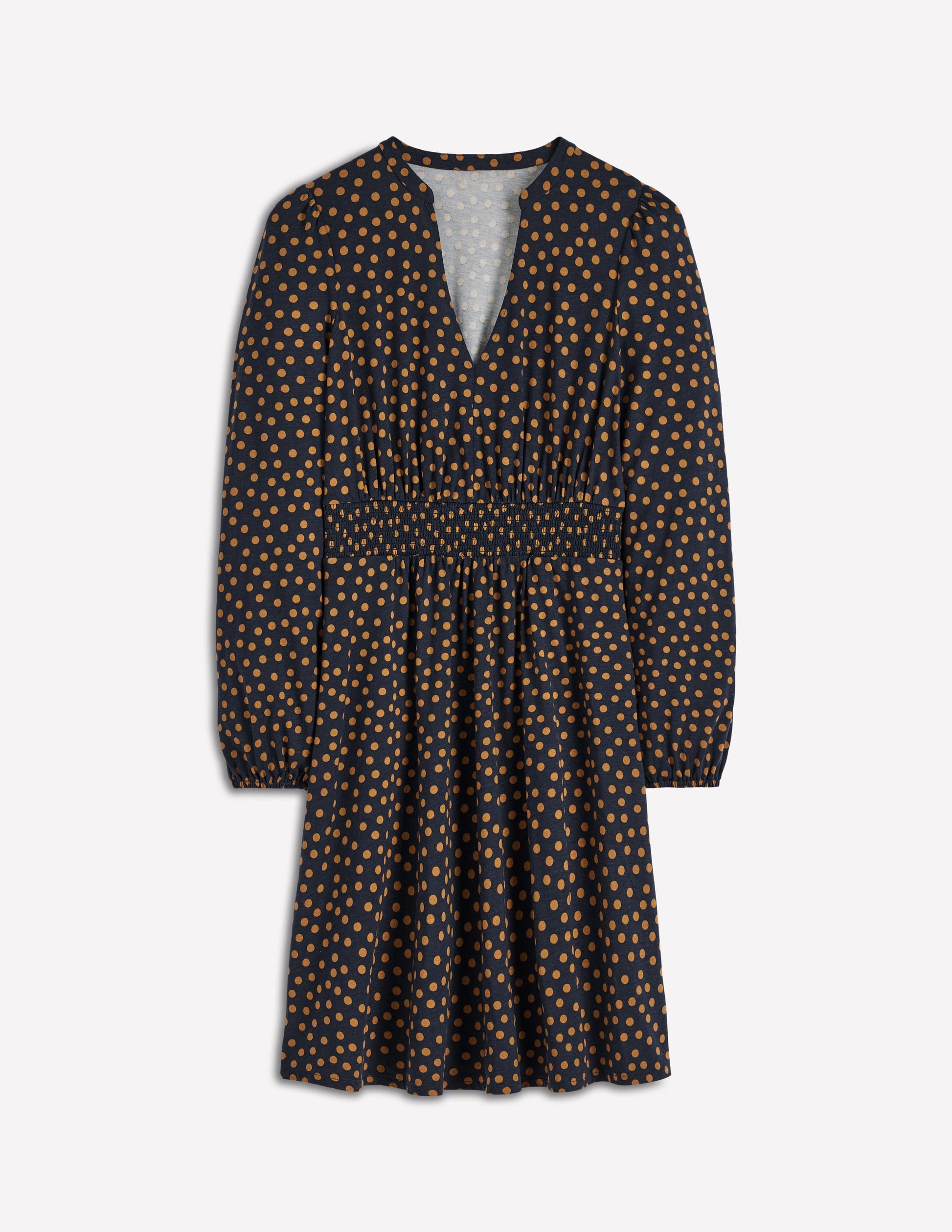 Sarah Short Jersey Dress-French Navy, Dijon Dot-6