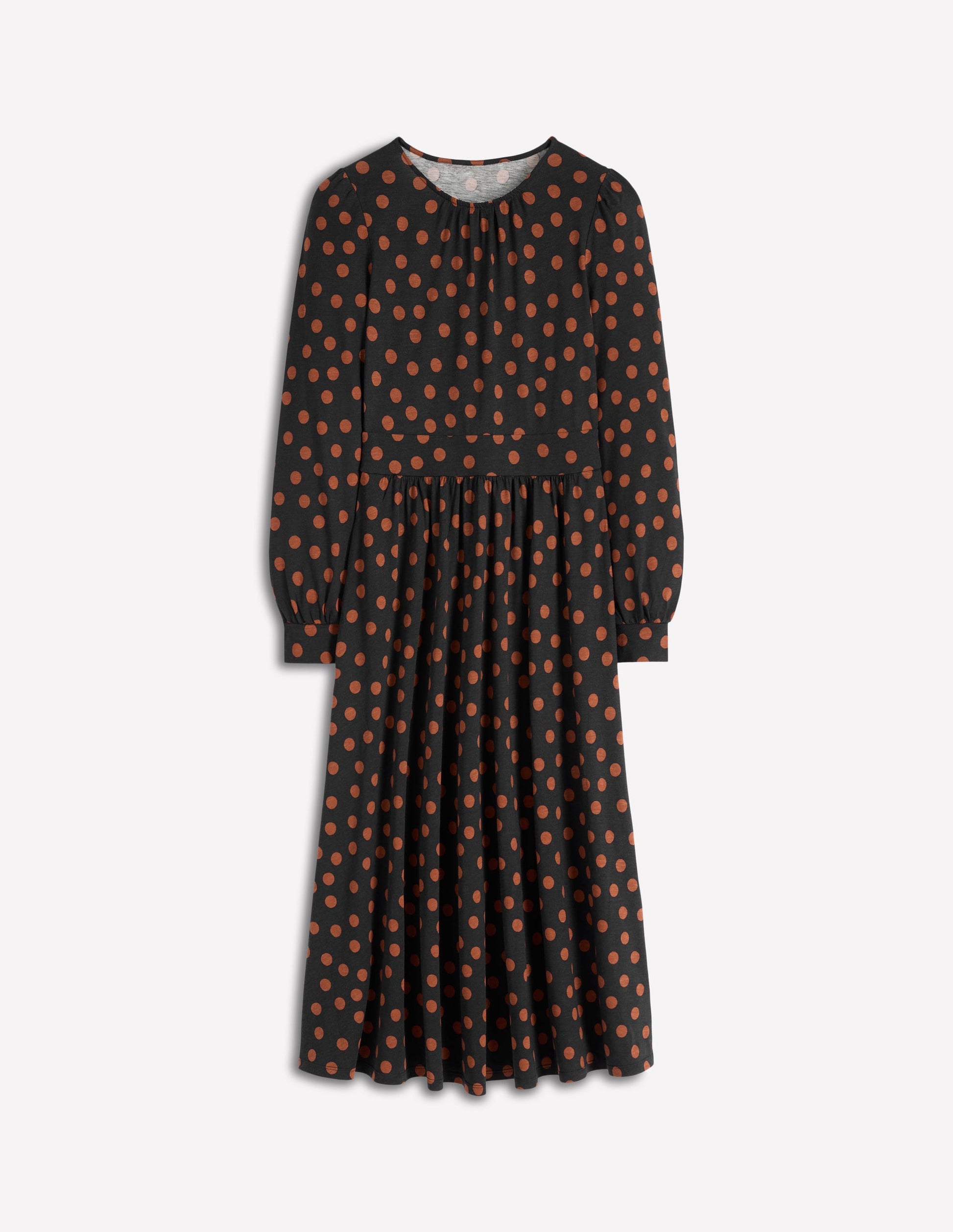 Alexandra Jersey Midi Dress-Black, Tortoise Shell Dot-6