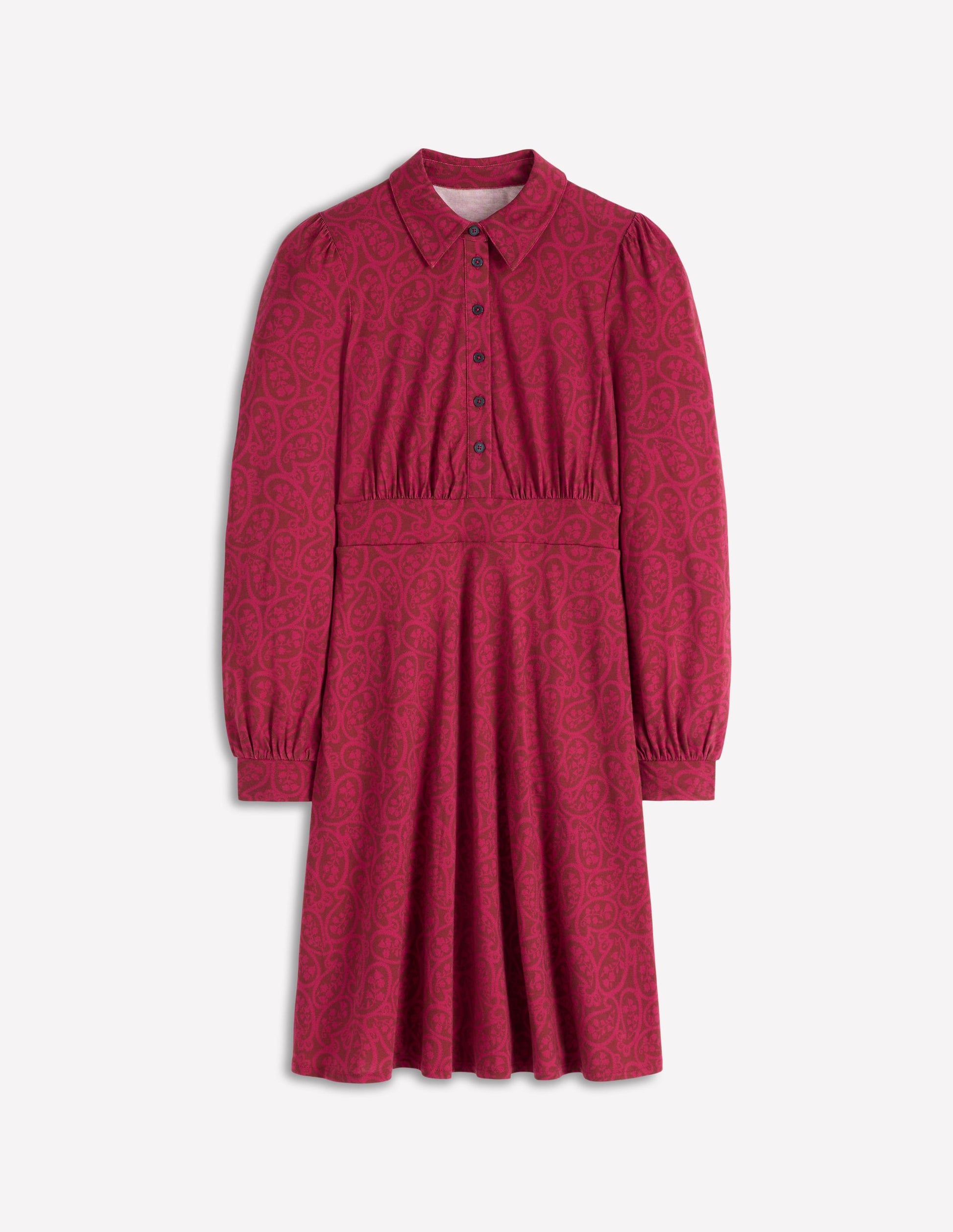 Orla Short Jersey Shirt Dress-Chestnut, Blossomy Paisley | Boden USA Orla Short Jersey Shirt Dress-Chestnut, Blossomy Paisley | Boden USA