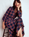 Cassie Check Tea Dress-Navy, Green and Red Check