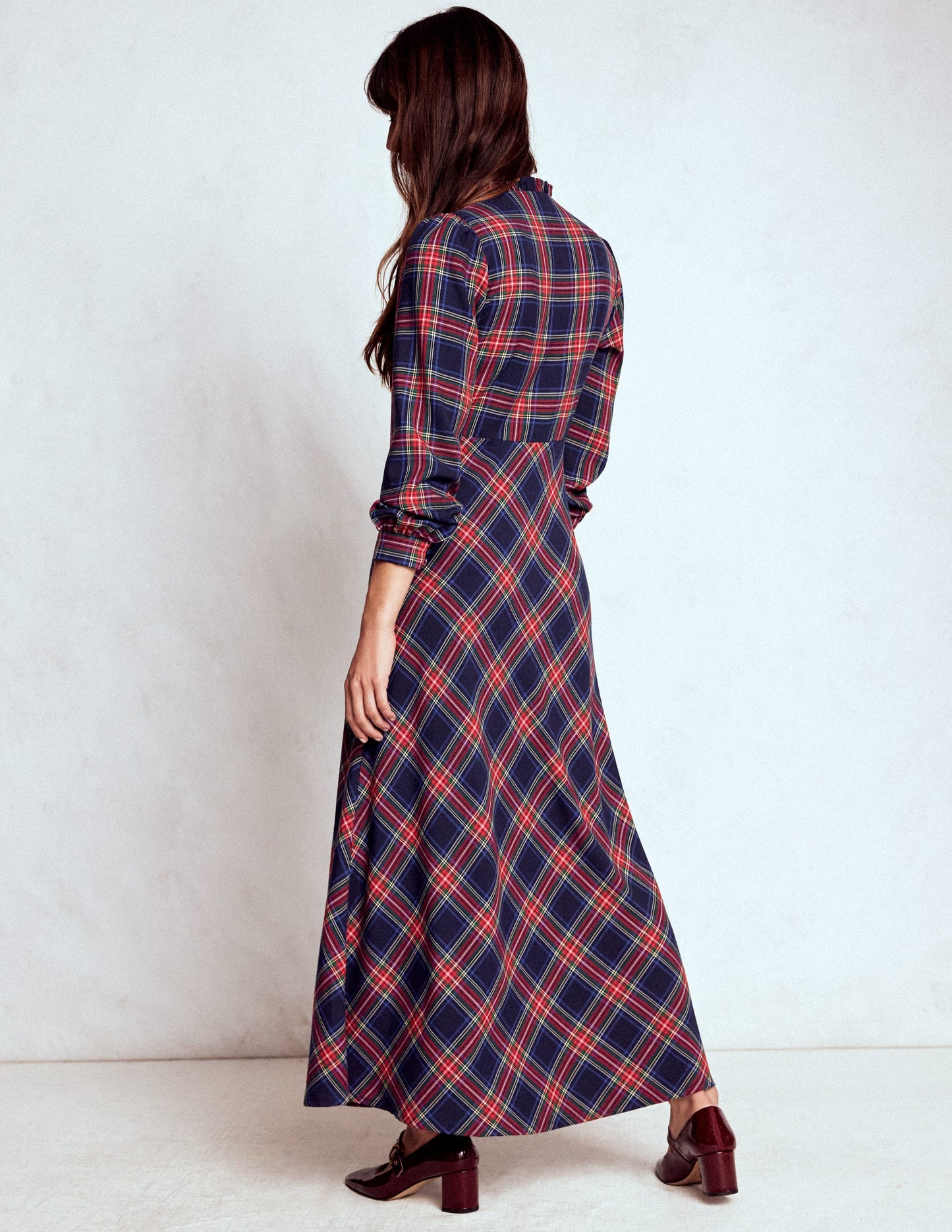 Cassie Check Tea Dress-Navy, Green and Red Check