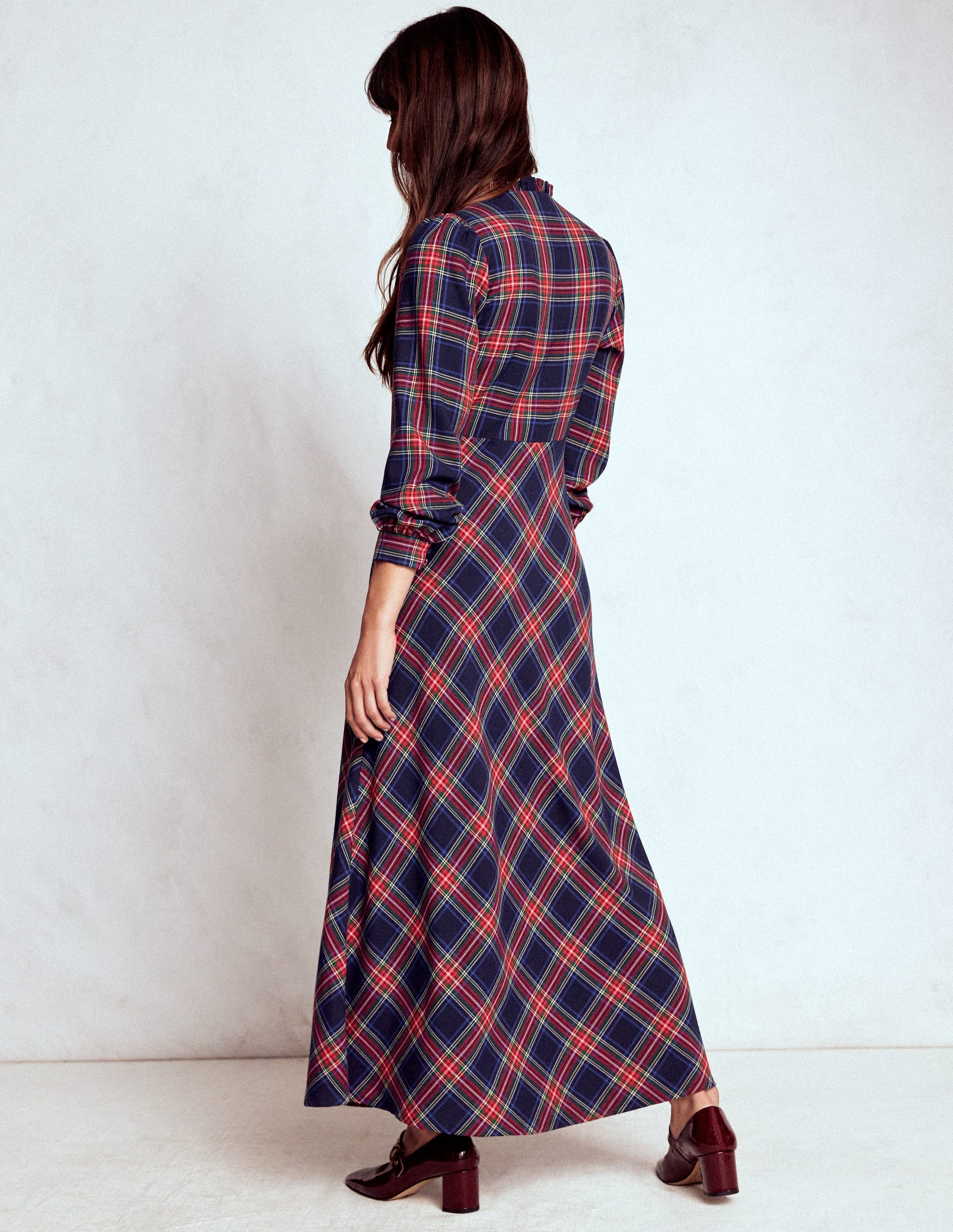 Cassie Check Tea Dress-Navy, Green and Red Check-3